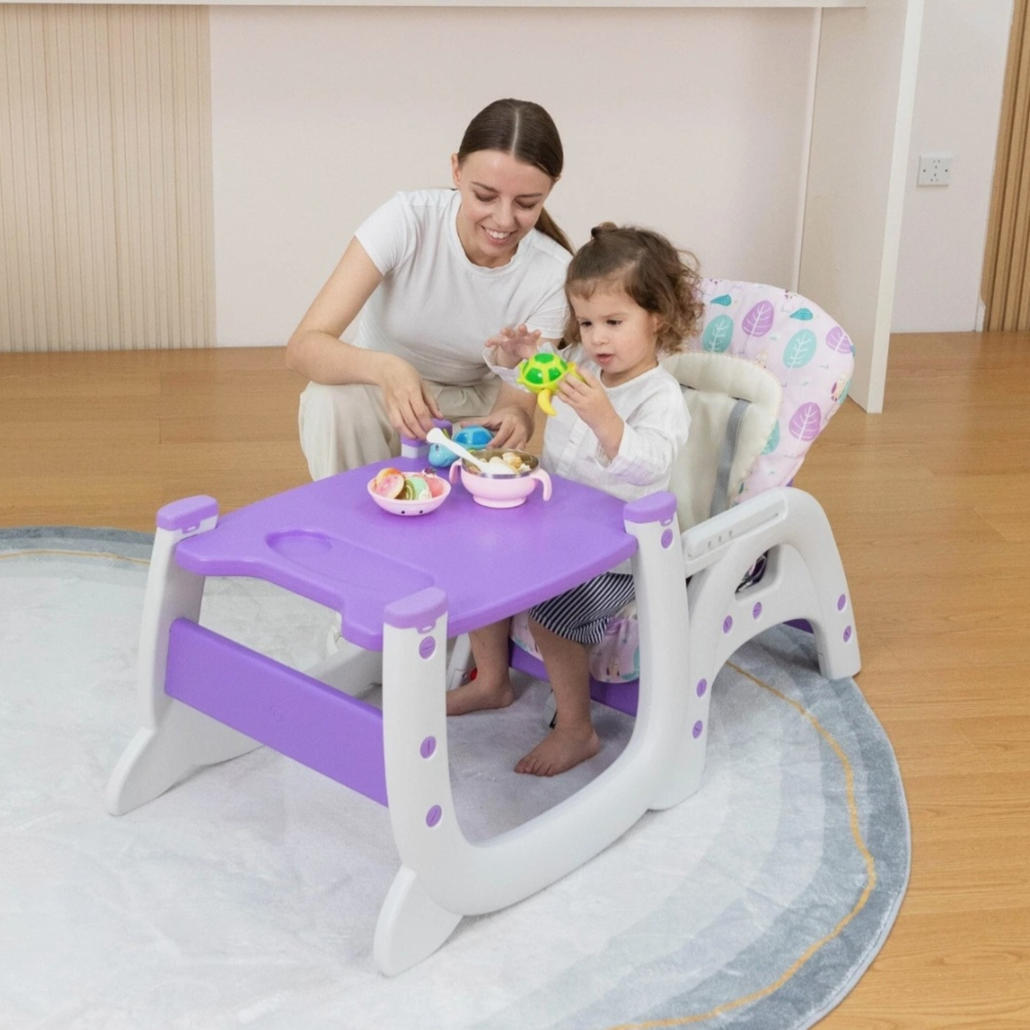 3-in-1 Baby High Chair with Adjustable Tray for Feeding, Play & Toddler Seating