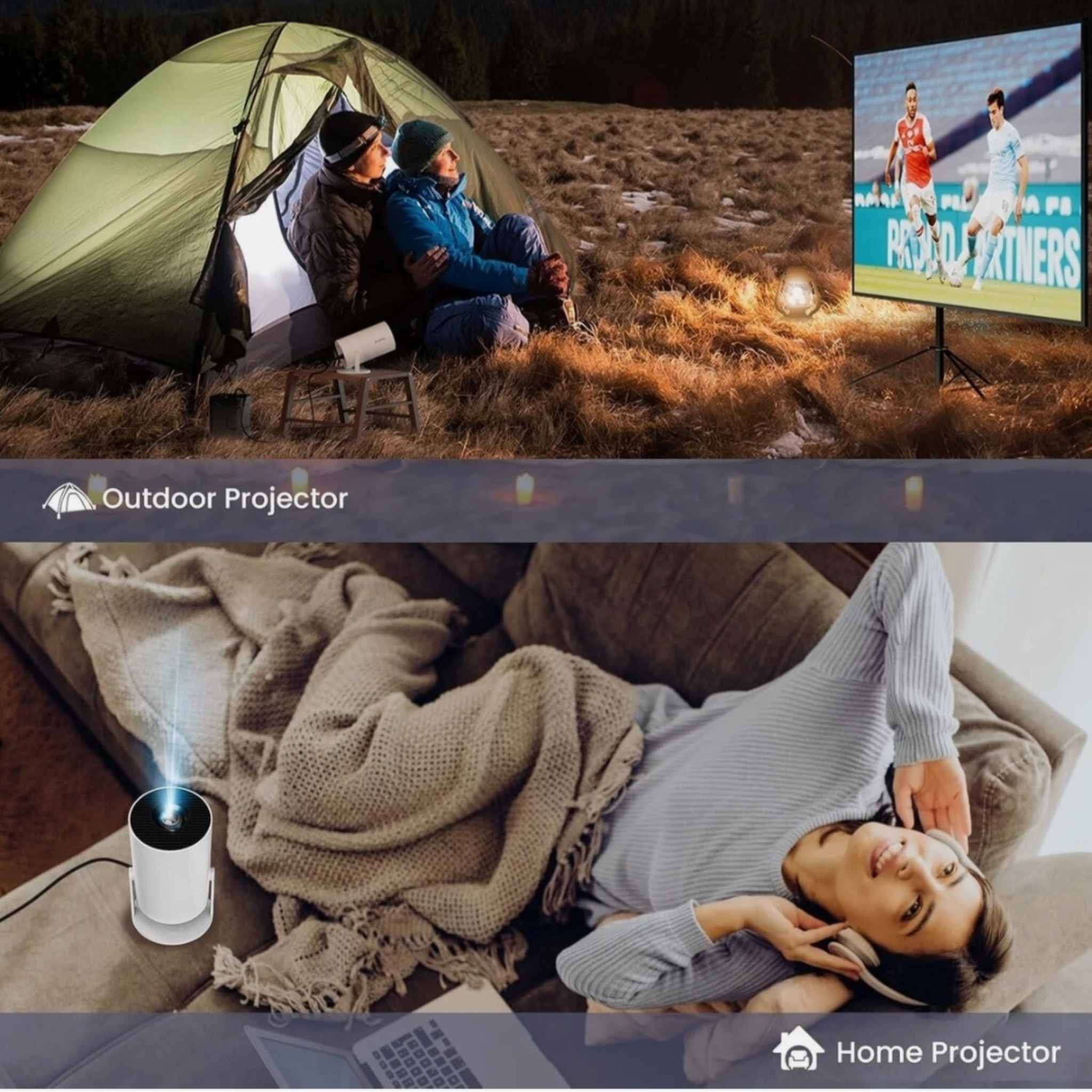 Smart Portable Projector with WiFi & Bluetooth for Movies, Gaming & Home Entertainment