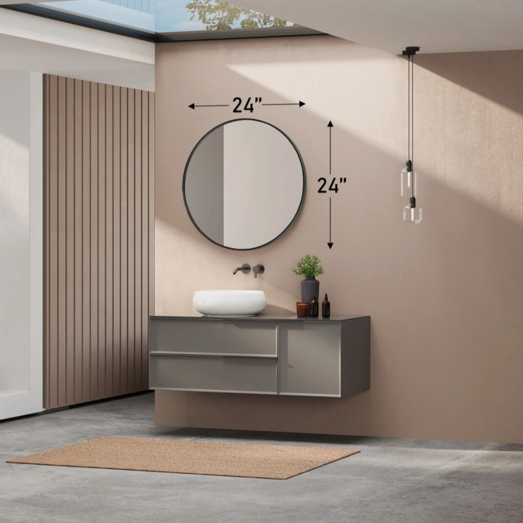 Round Bathroom Vanity Mirror – Modern Black Bathroom Mirror for Stylish Home Spaces
