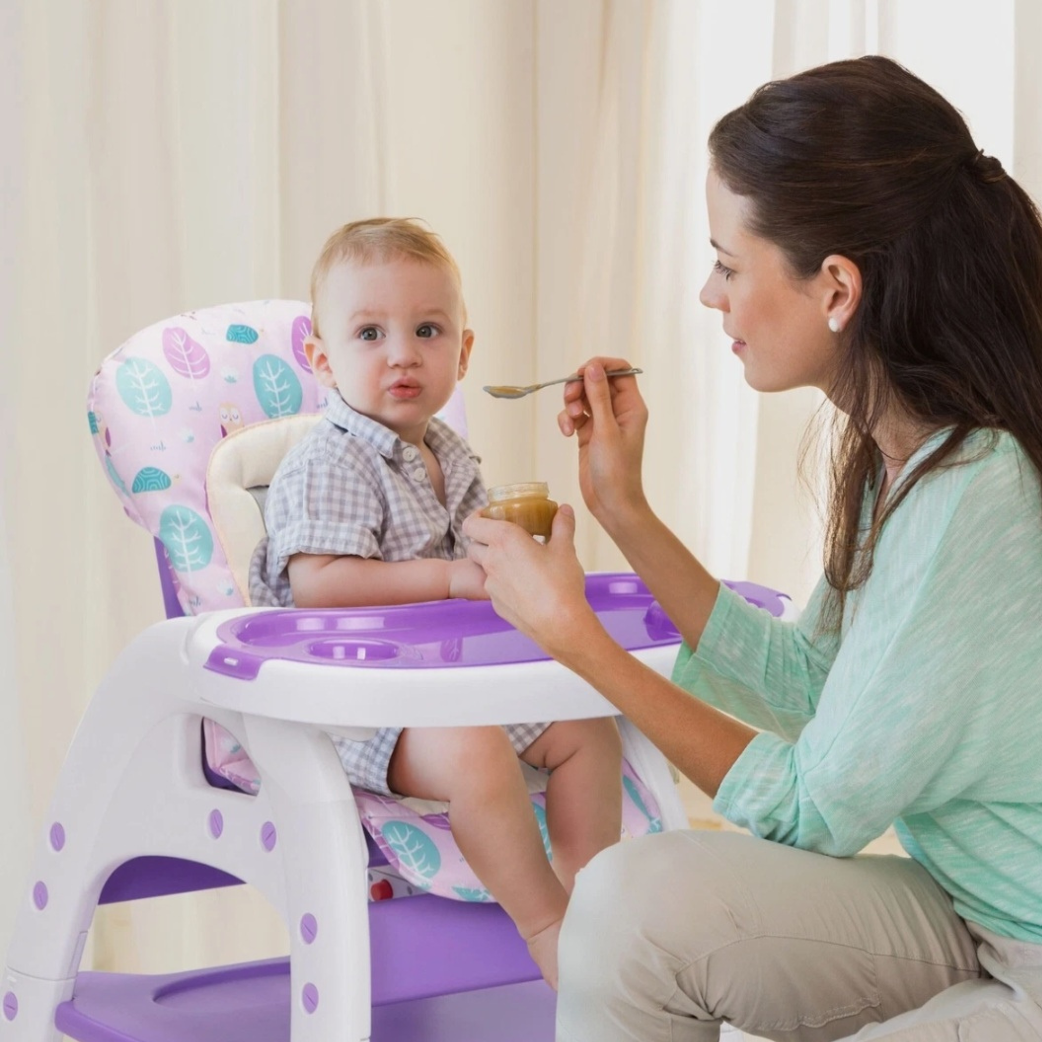 3-in-1 Baby High Chair with Adjustable Tray for Feeding, Play & Toddler Seating