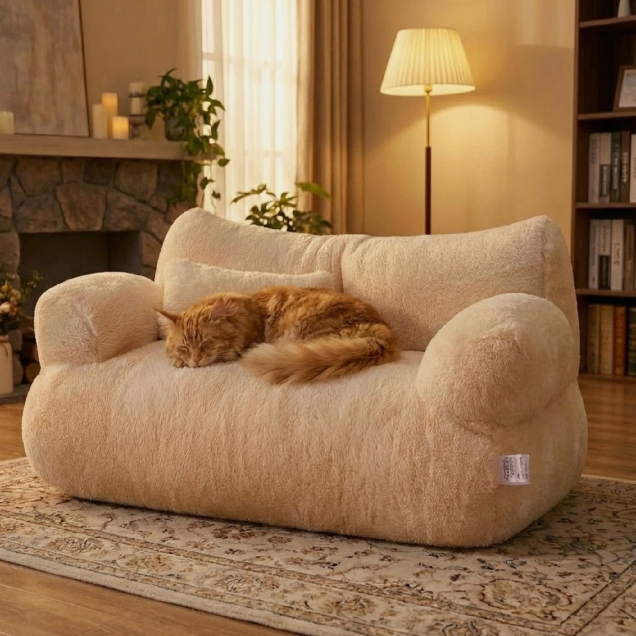 Cozy Plush Pet Sofa Bed for Small & Medium Dogs and Cats – Washable Non-Slip Couch