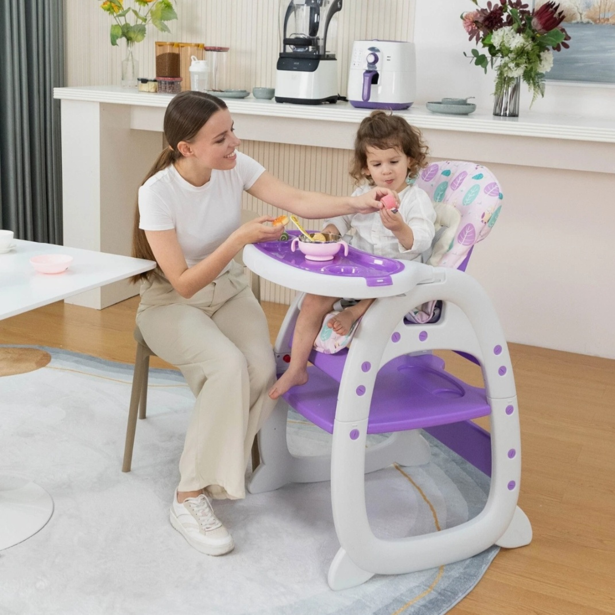 3-in-1 Baby High Chair with Adjustable Tray for Feeding, Play & Toddler Seating