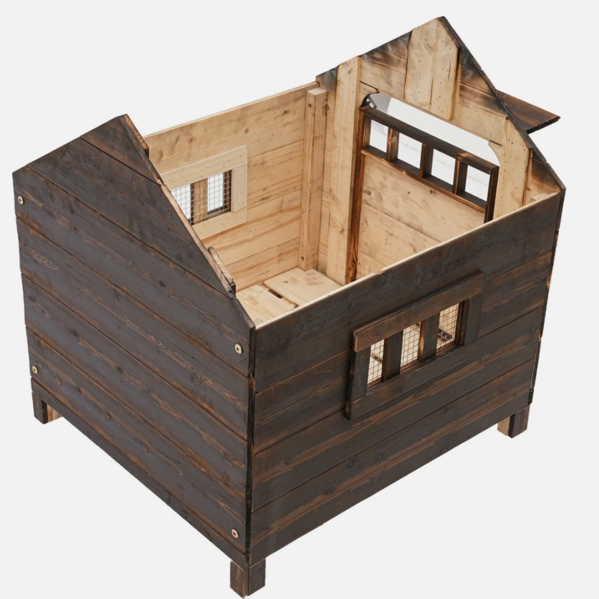 Wooden Indoor & Outdoor Dog House with Window & Door – Cozy Pet Shelter for Small Dogs