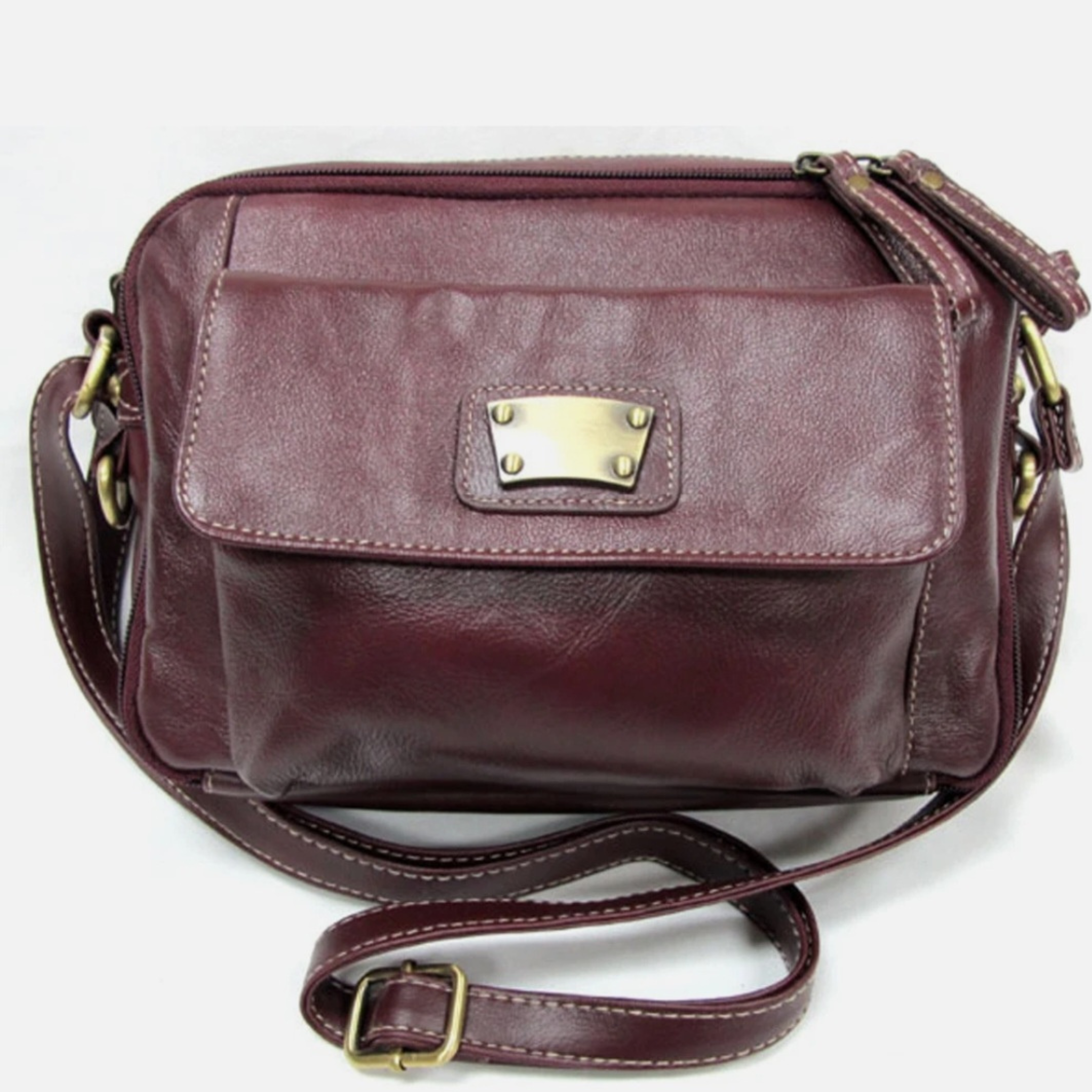 Classic Genuine Leather Cross Body Small Bag with Multi-Pocket Organizer