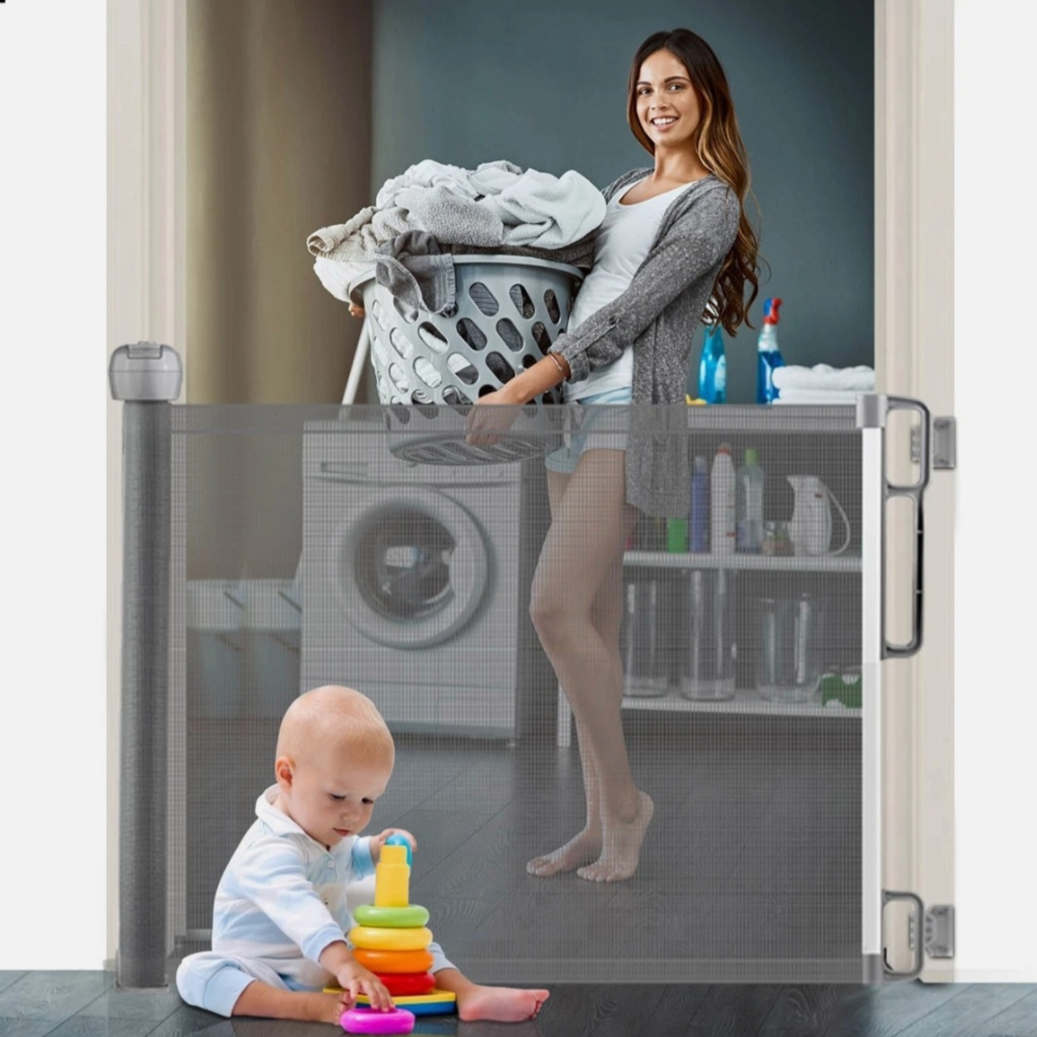 Extra Wide Retractable Baby Gate for Stairs, Doorways & Indoor Safety