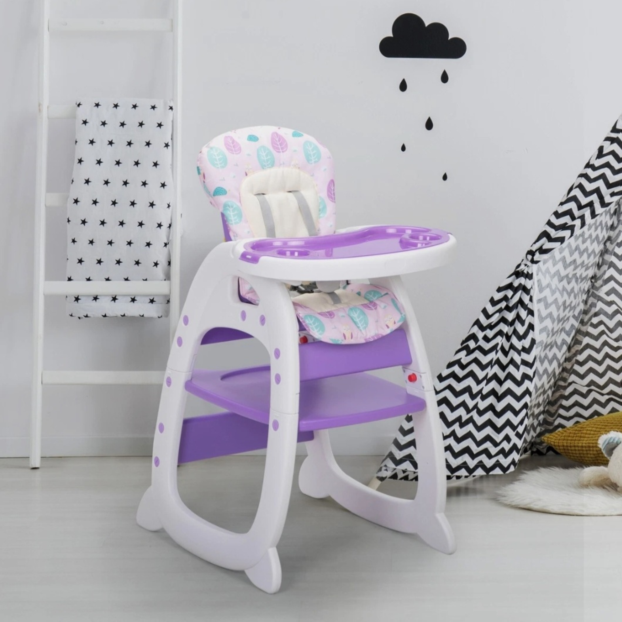 3-in-1 Baby High Chair with Adjustable Tray for Feeding, Play & Toddler Seating