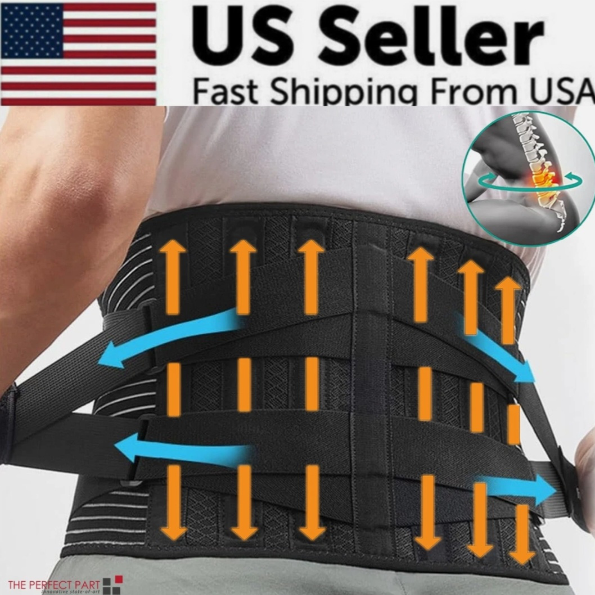 Adjustable Lumbar Back Brace & Lower Back Support Belt for Men and Women