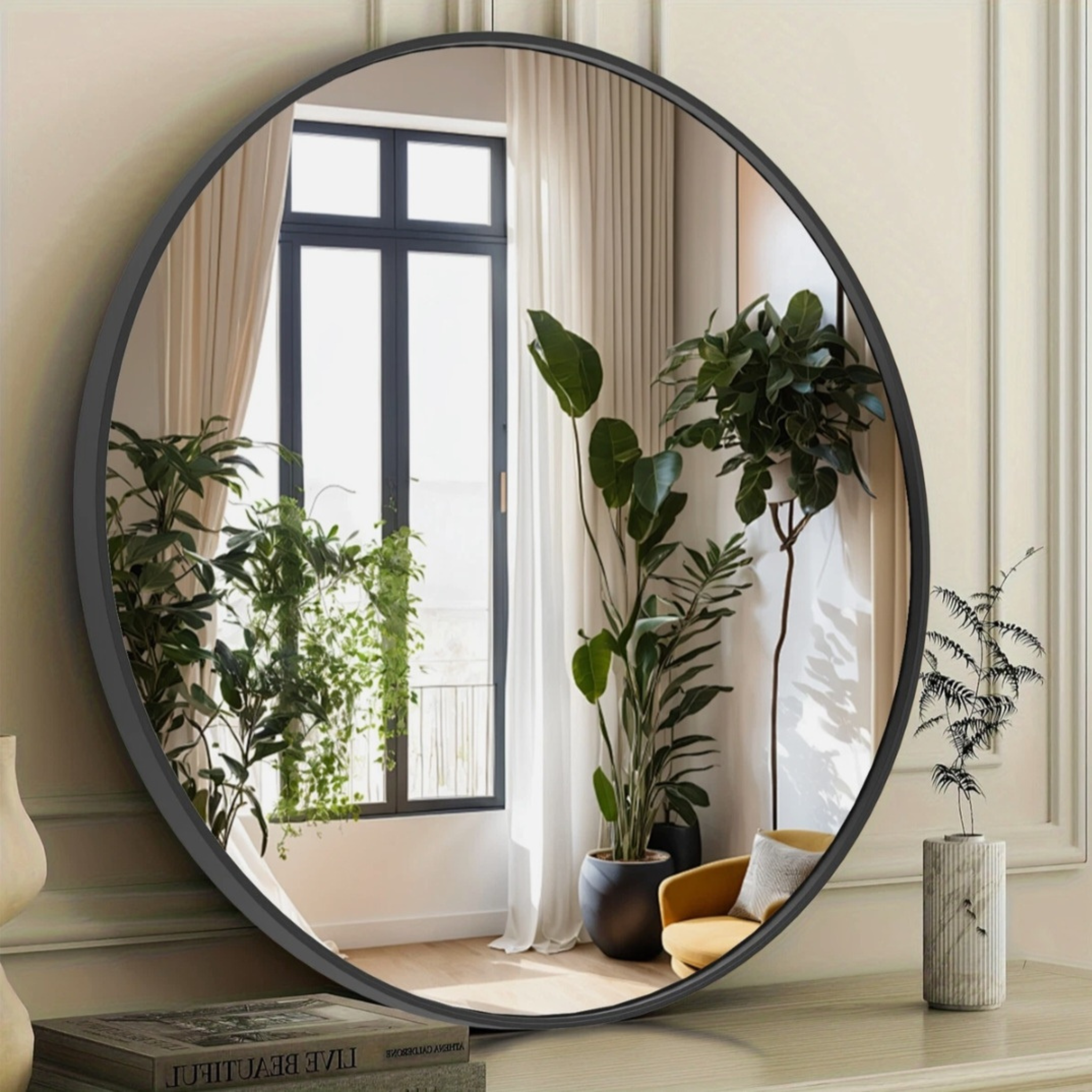 Round Bathroom Vanity Mirror – Modern Black Bathroom Mirror for Stylish Home Spaces