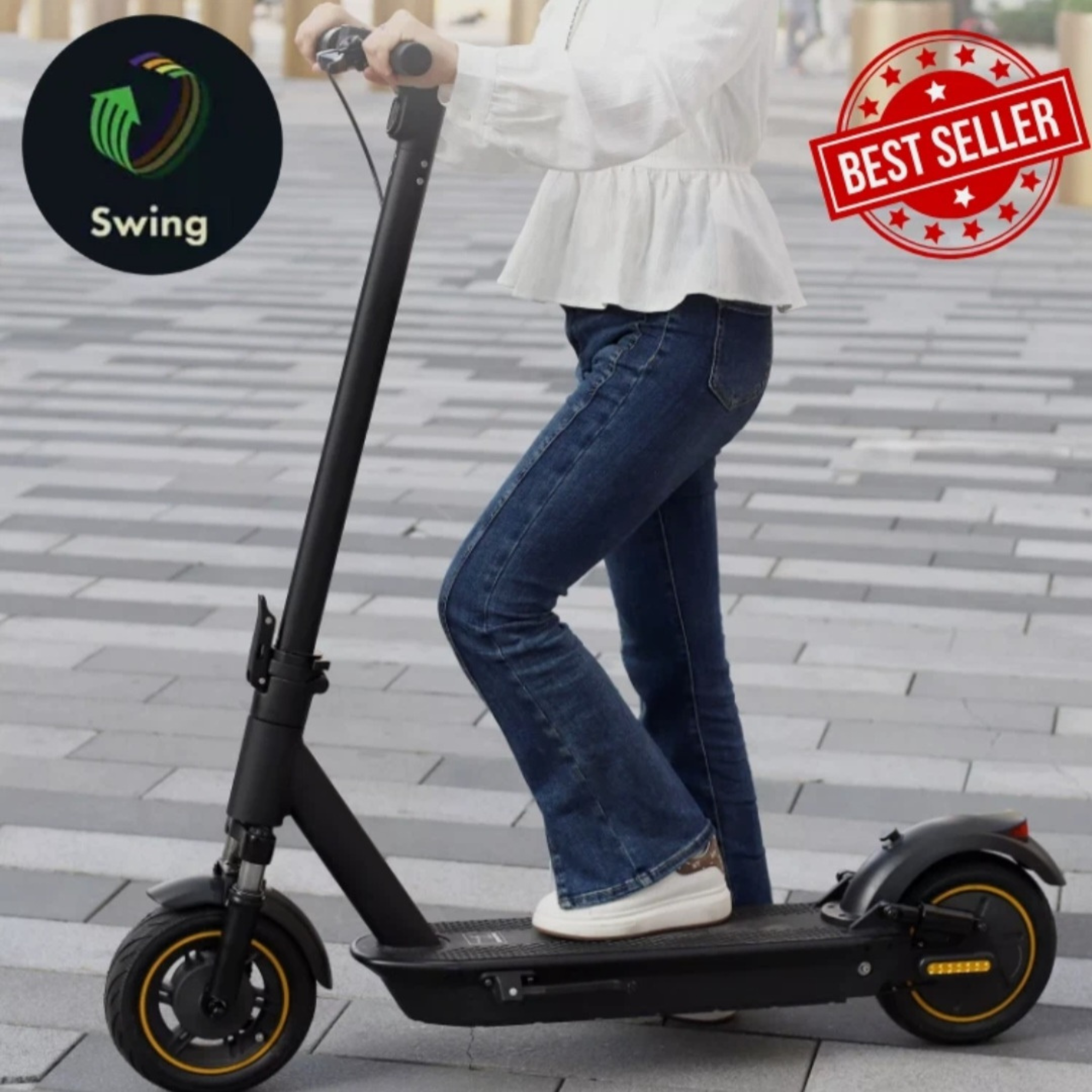 Foldable Electric Scooter with Dual Shock Absorption & App Connectivity