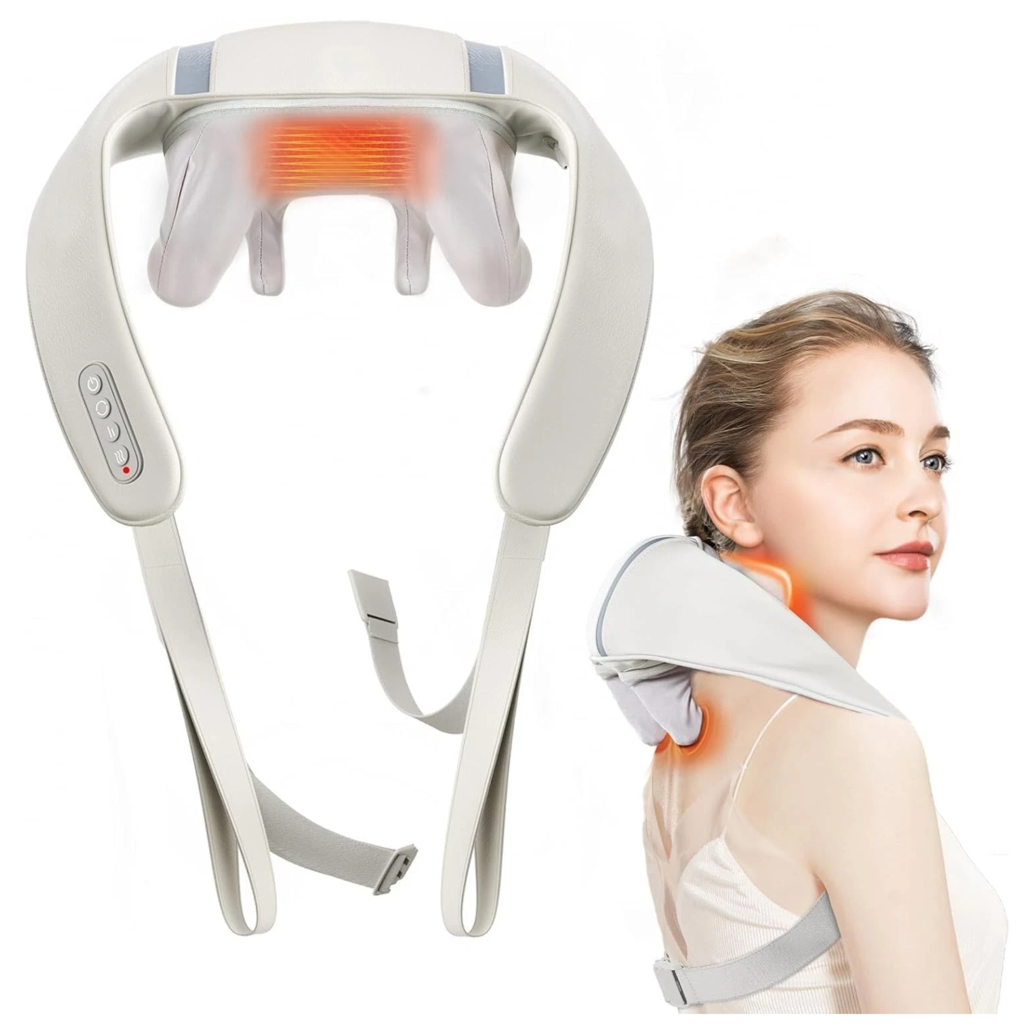 Shiatsu Neck and Shoulder Massager with Heat & Cordless Deep Kneading Comfort