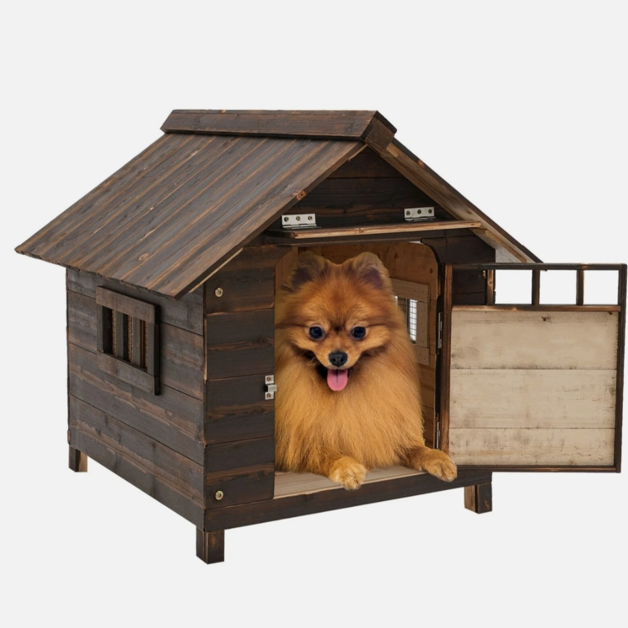 Wooden Indoor & Outdoor Dog House with Window & Door – Cozy Pet Shelter for Small Dogs