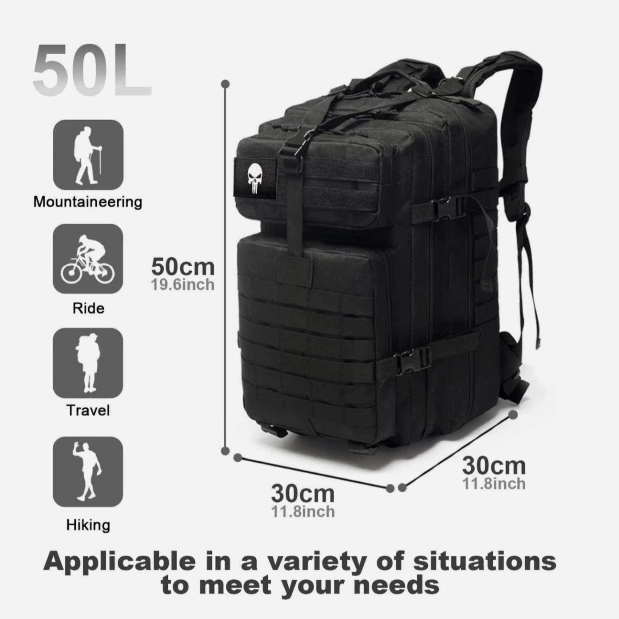50L Tactical Backpack for Hiking, Camping & Outdoor Travel