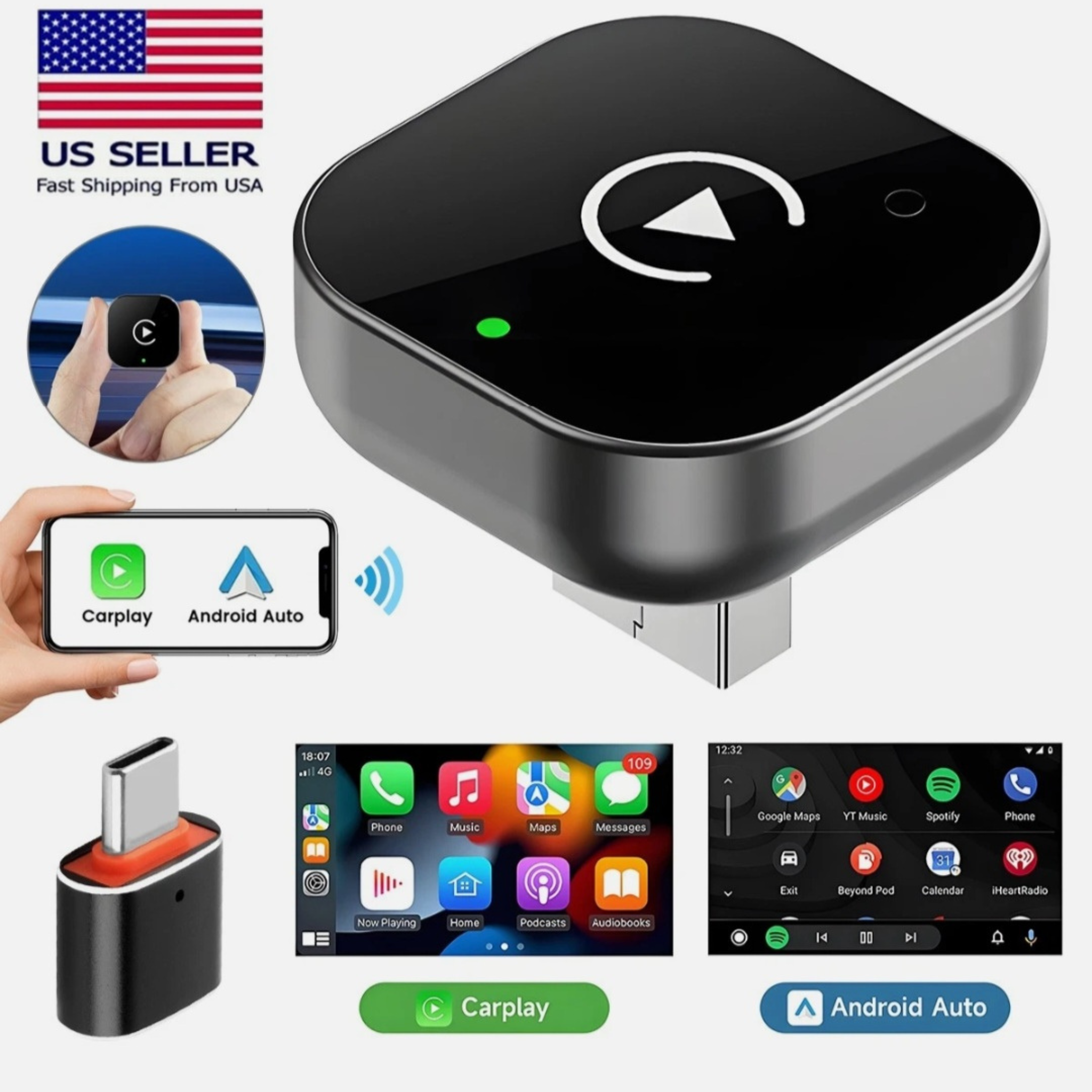 Wireless CarPlay Adapter for Apple & Android – Plug & Play Car Connectivity Upgrade