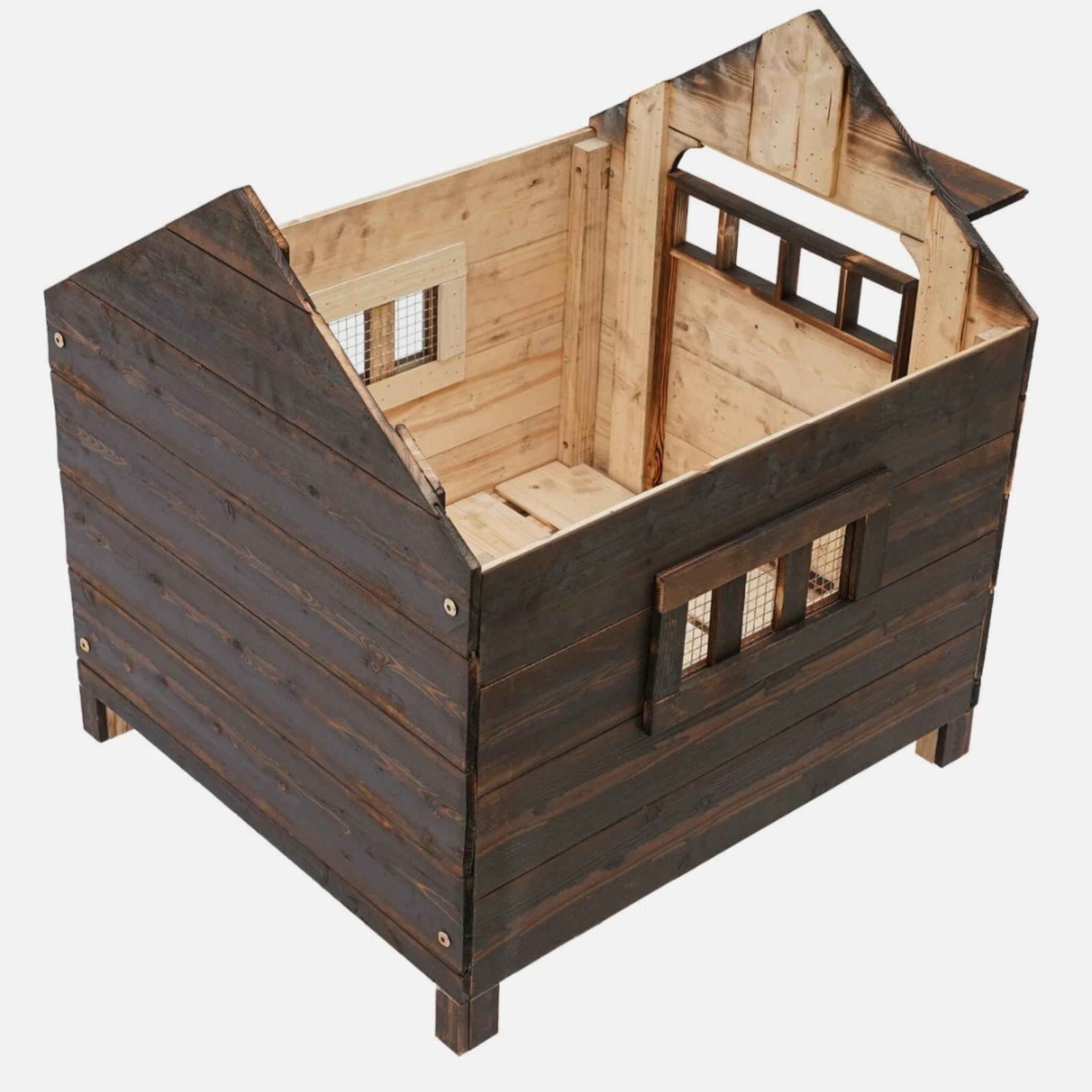 Wooden Indoor & Outdoor Dog House with Window & Door – Cozy Pet Shelter for Small Dogs