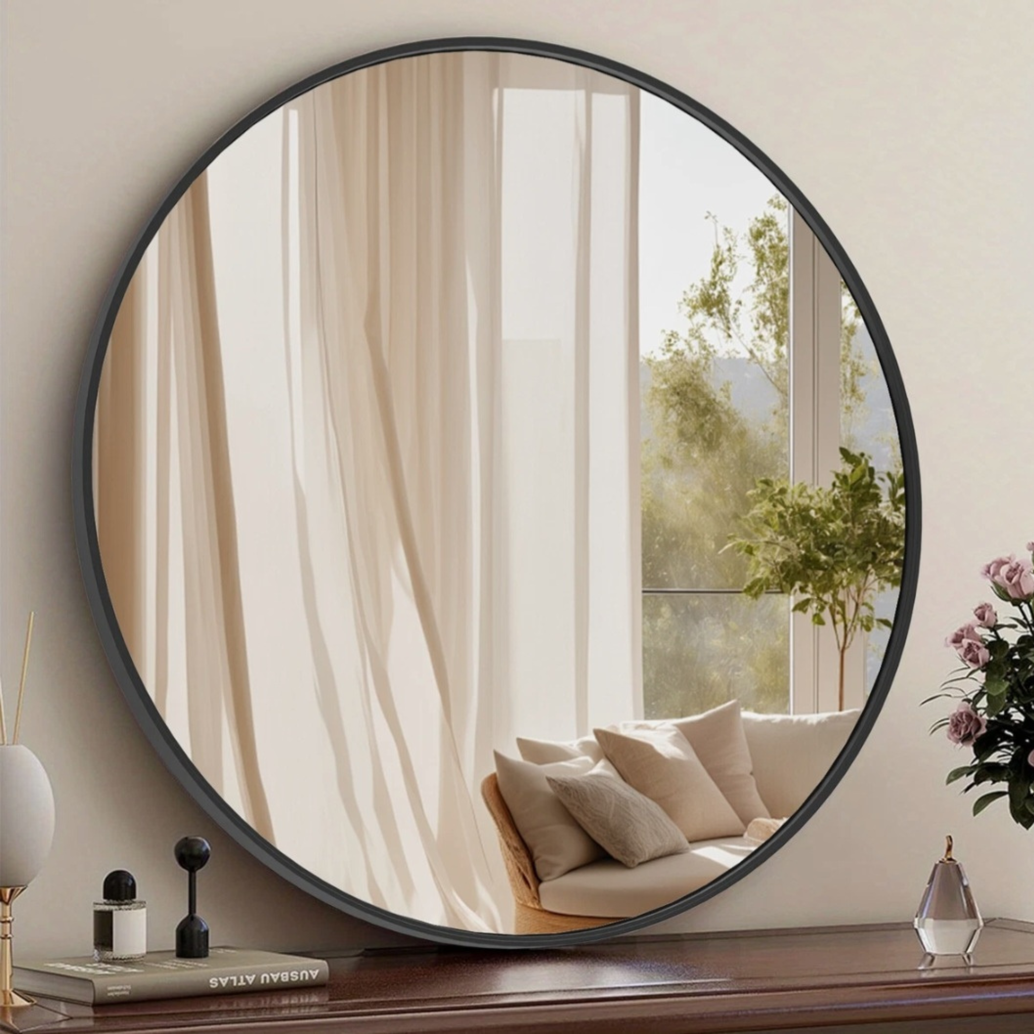 Round Bathroom Vanity Mirror – Modern Black Bathroom Mirror for Stylish Home Spaces