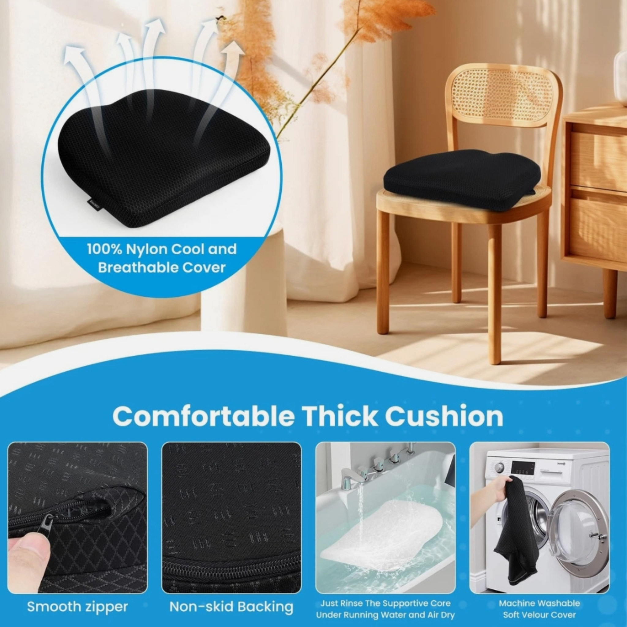 Ergonomic Office Chair Cushion for Pressure Relief & Everyday Comfort