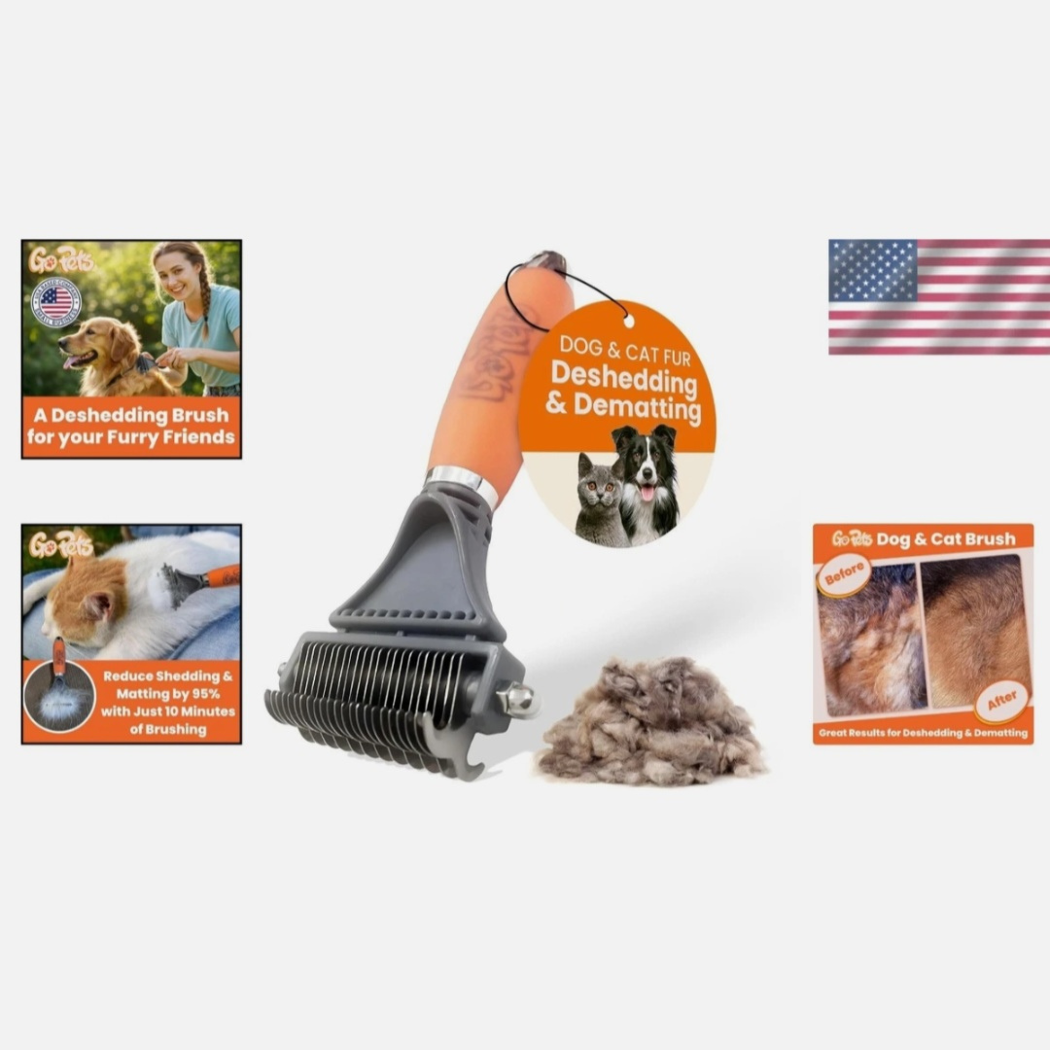 Luxury Dual-Sided Deshedding Brush & Dog Hair Brush for Dogs & Cats