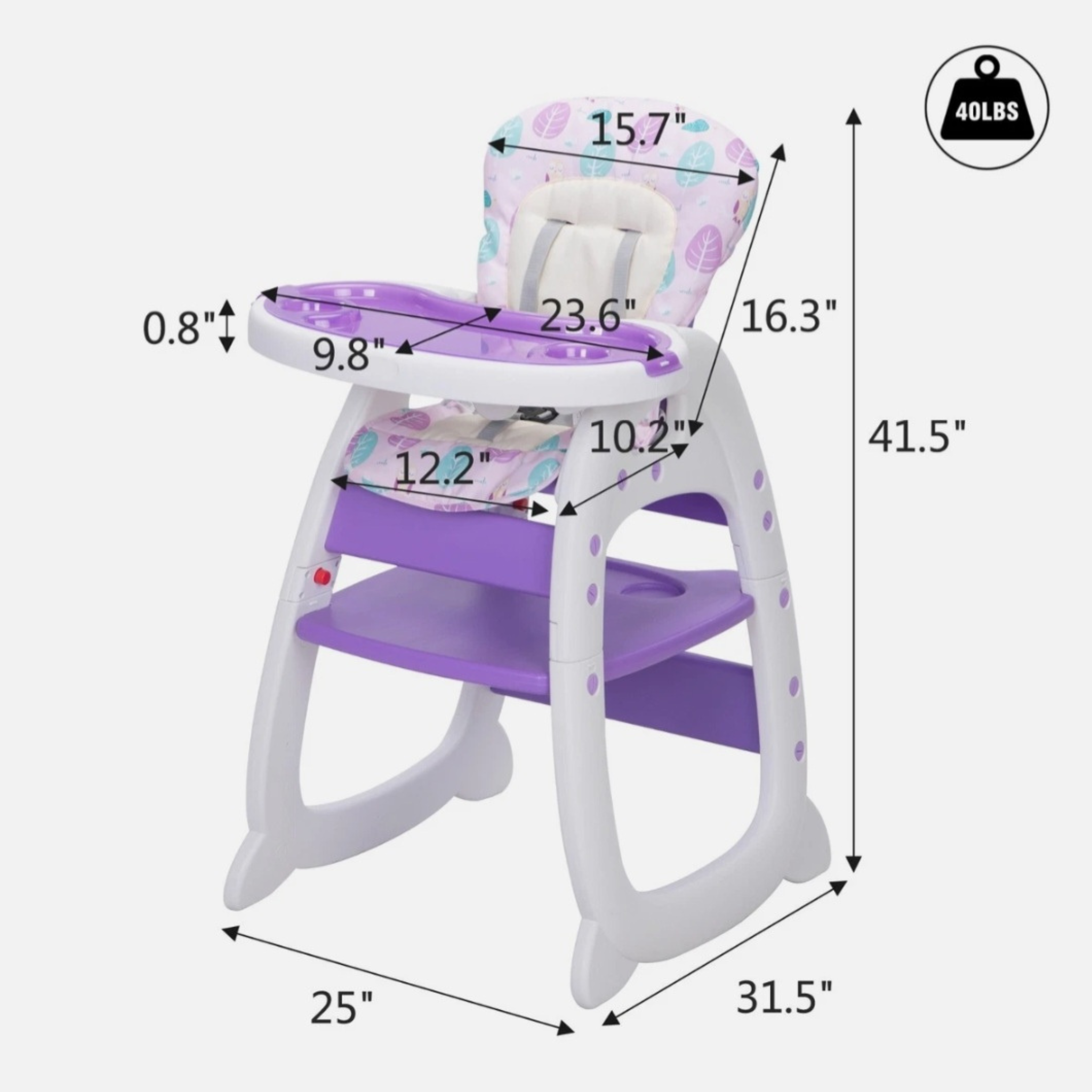 3-in-1 Baby High Chair with Adjustable Tray for Feeding, Play & Toddler Seating