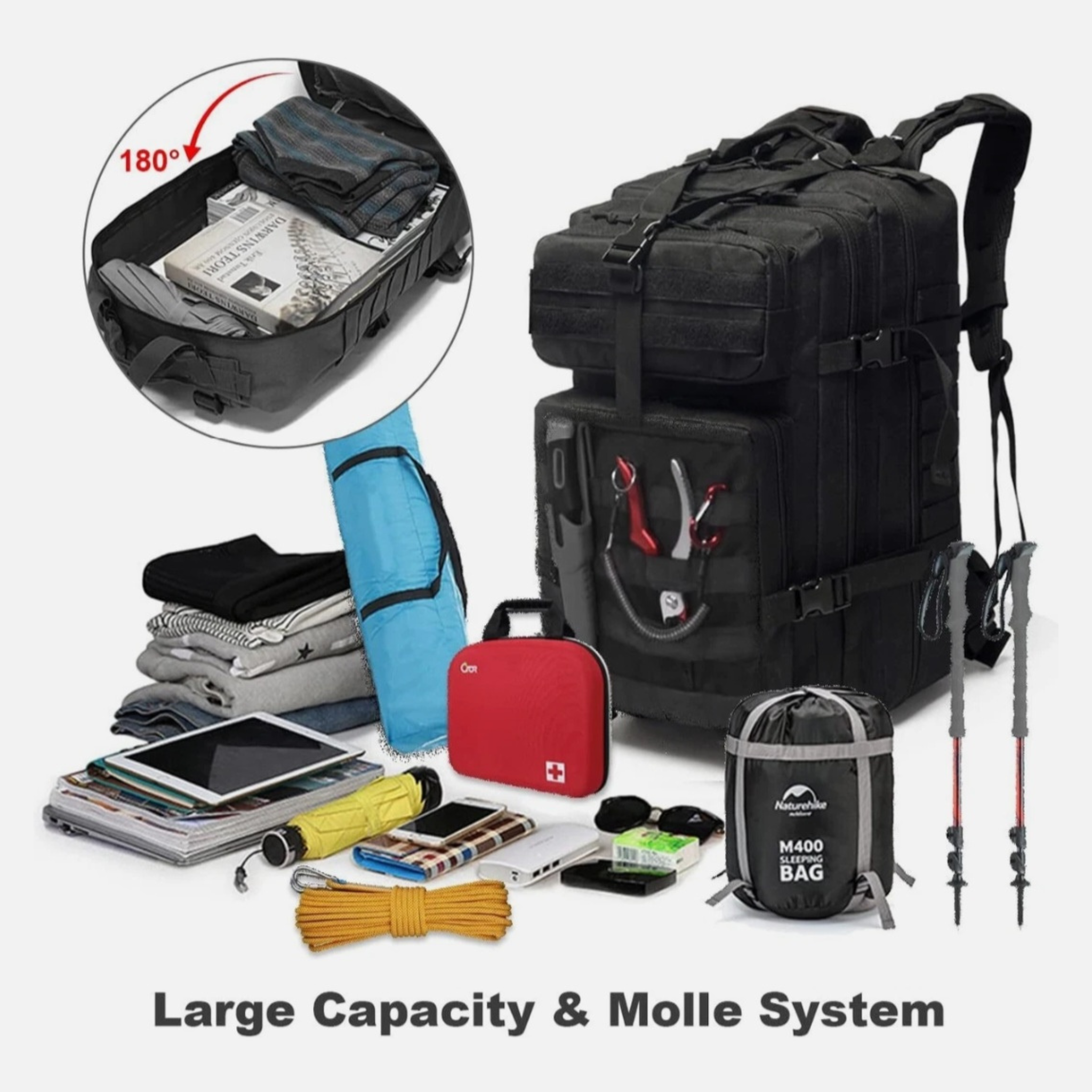 50L Tactical Backpack for Hiking, Camping & Outdoor Travel