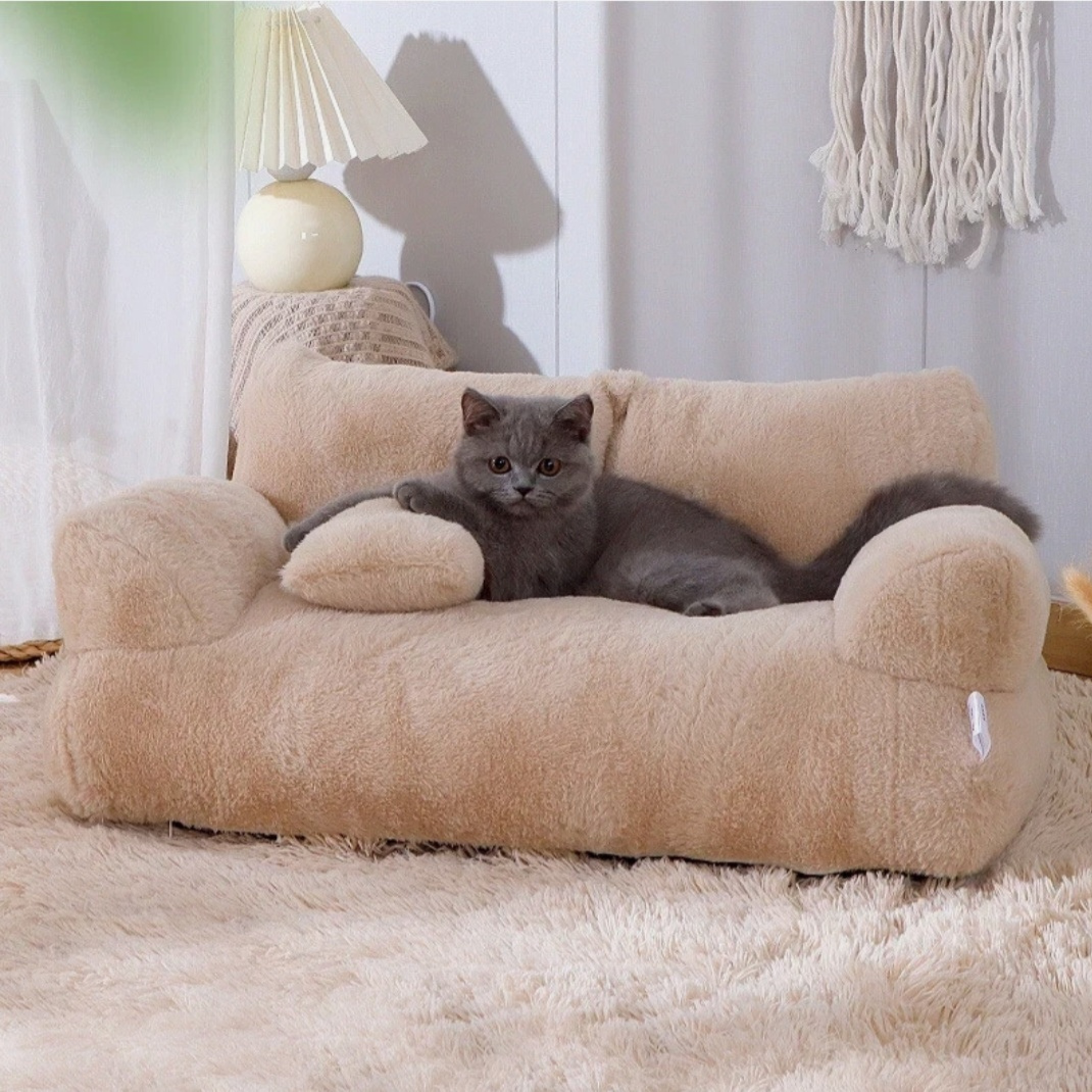 Cozy Plush Pet Sofa Bed for Small & Medium Dogs and Cats – Washable Non-Slip Couch