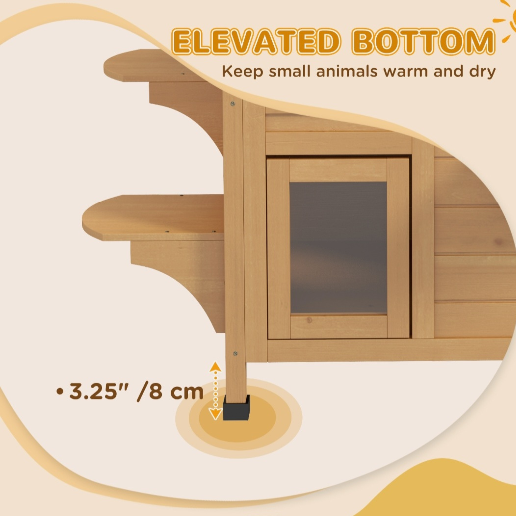 Wooden 2-Story Cat House with Balcony for Indoor & Outdoor Use