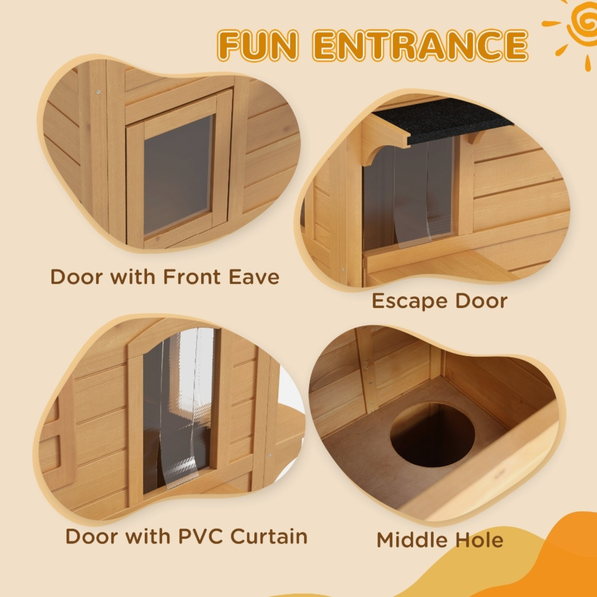 Wooden 2-Story Cat House with Balcony for Indoor & Outdoor Use