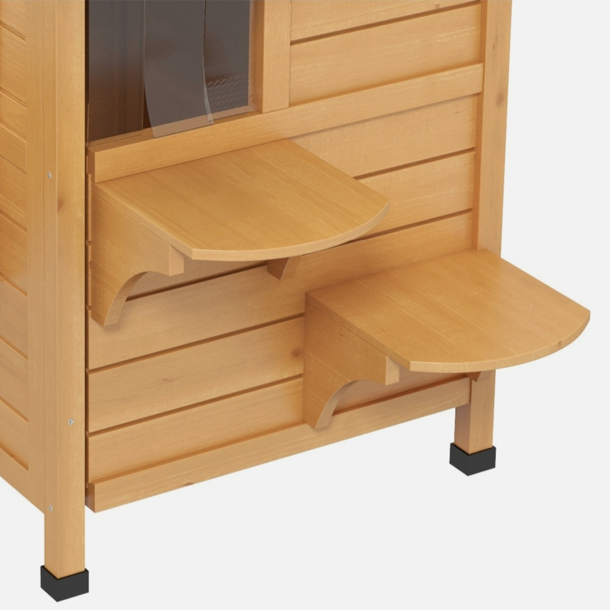 Wooden 2-Story Cat House with Balcony for Indoor & Outdoor Use