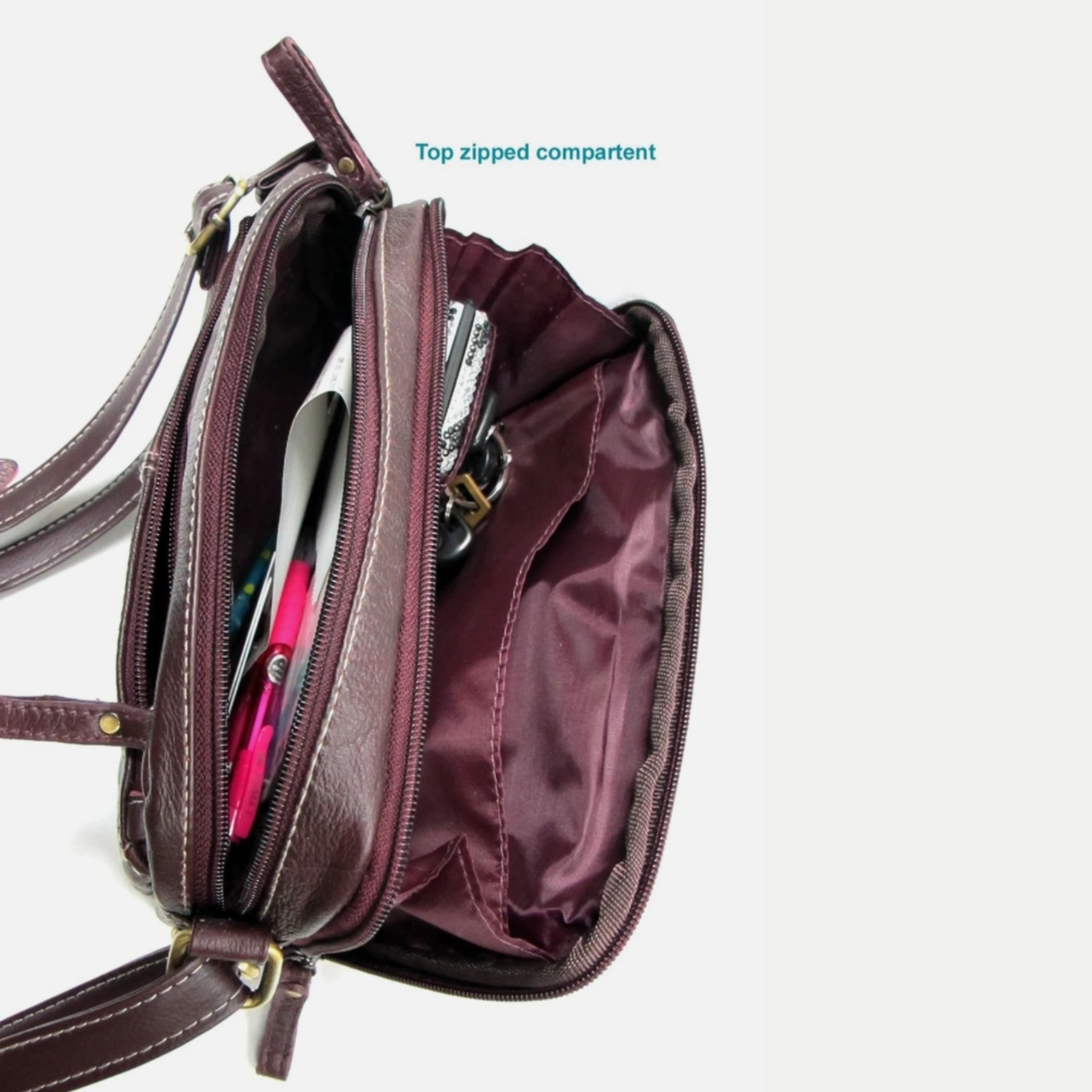 Classic Genuine Leather Cross Body Small Bag with Multi-Pocket Organizer