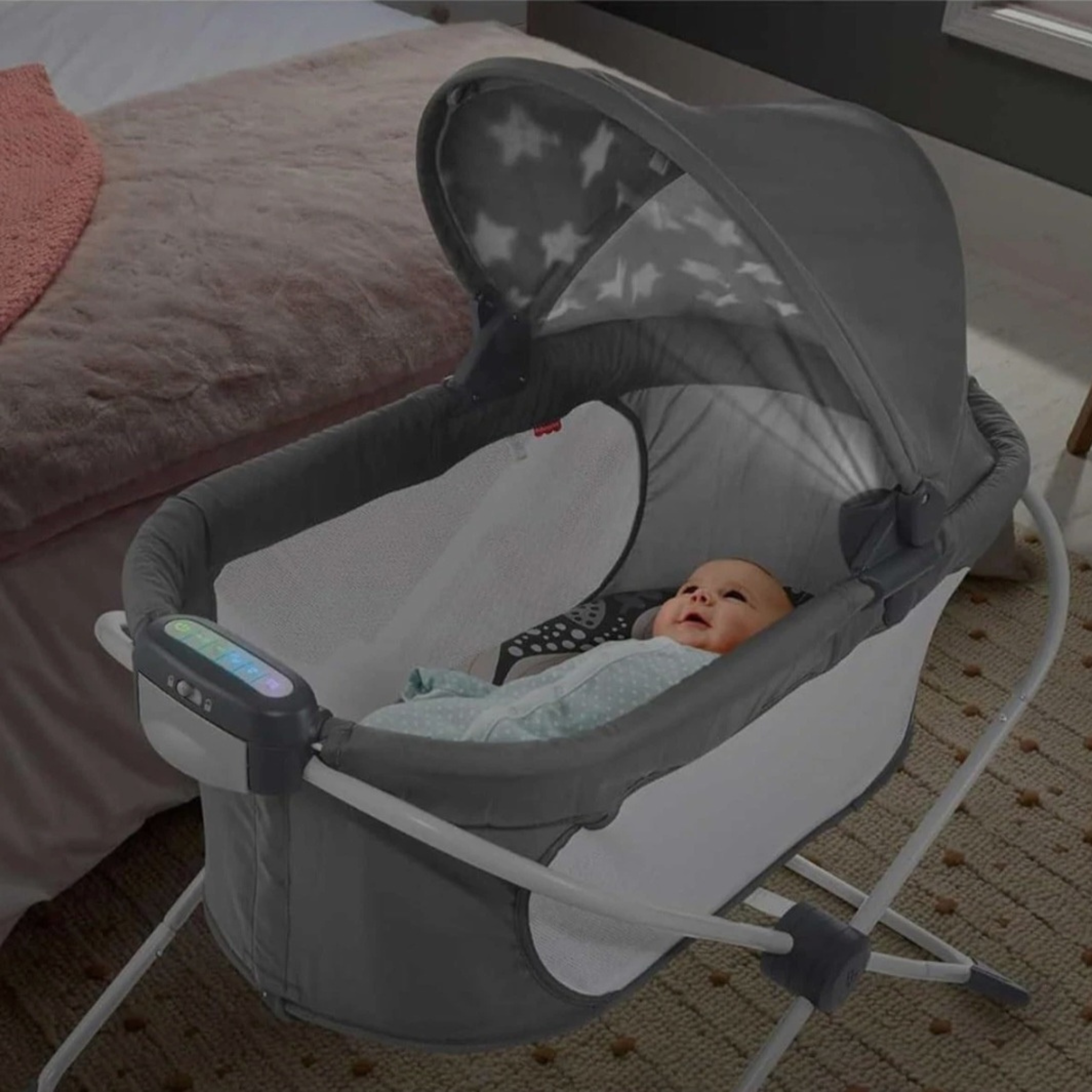 Portable Newborn Bassinet & Foldable Baby Cot with Soothing Sleep Features