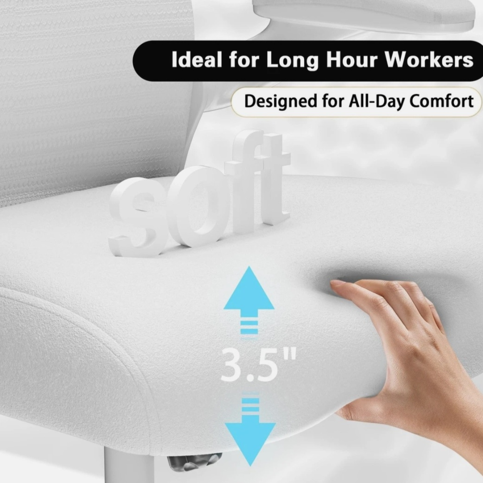 Ergonomic Office Chair with Lumbar Support & Extra-Thick Comfortable Seat