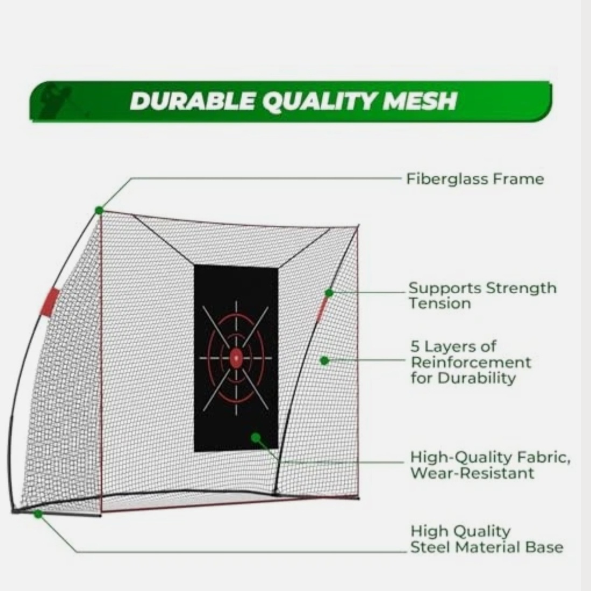 Heavy Duty Golf Practice Net for Indoor & Outdoor Swing Training