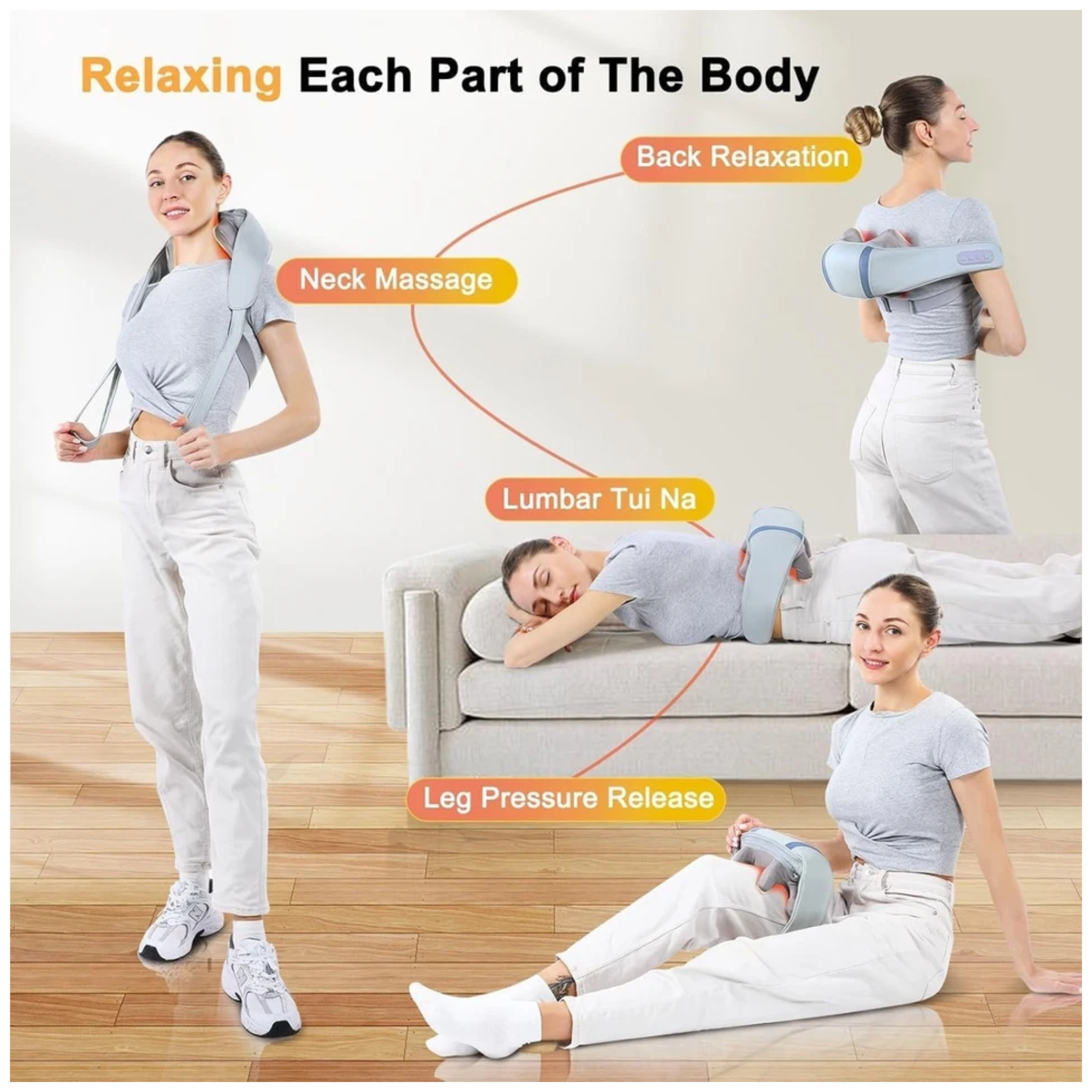 Shiatsu Neck and Shoulder Massager with Heat & Cordless Deep Kneading Comfort