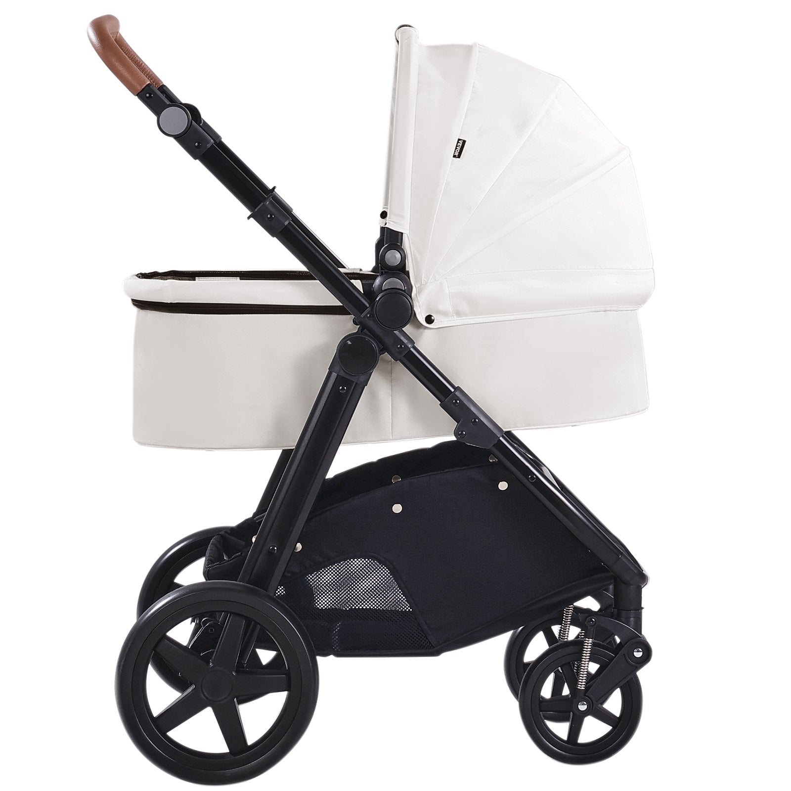 Luxury 2-in-1 Infant Travel System Pram with Reversible Bassinet & One-Touch Fold