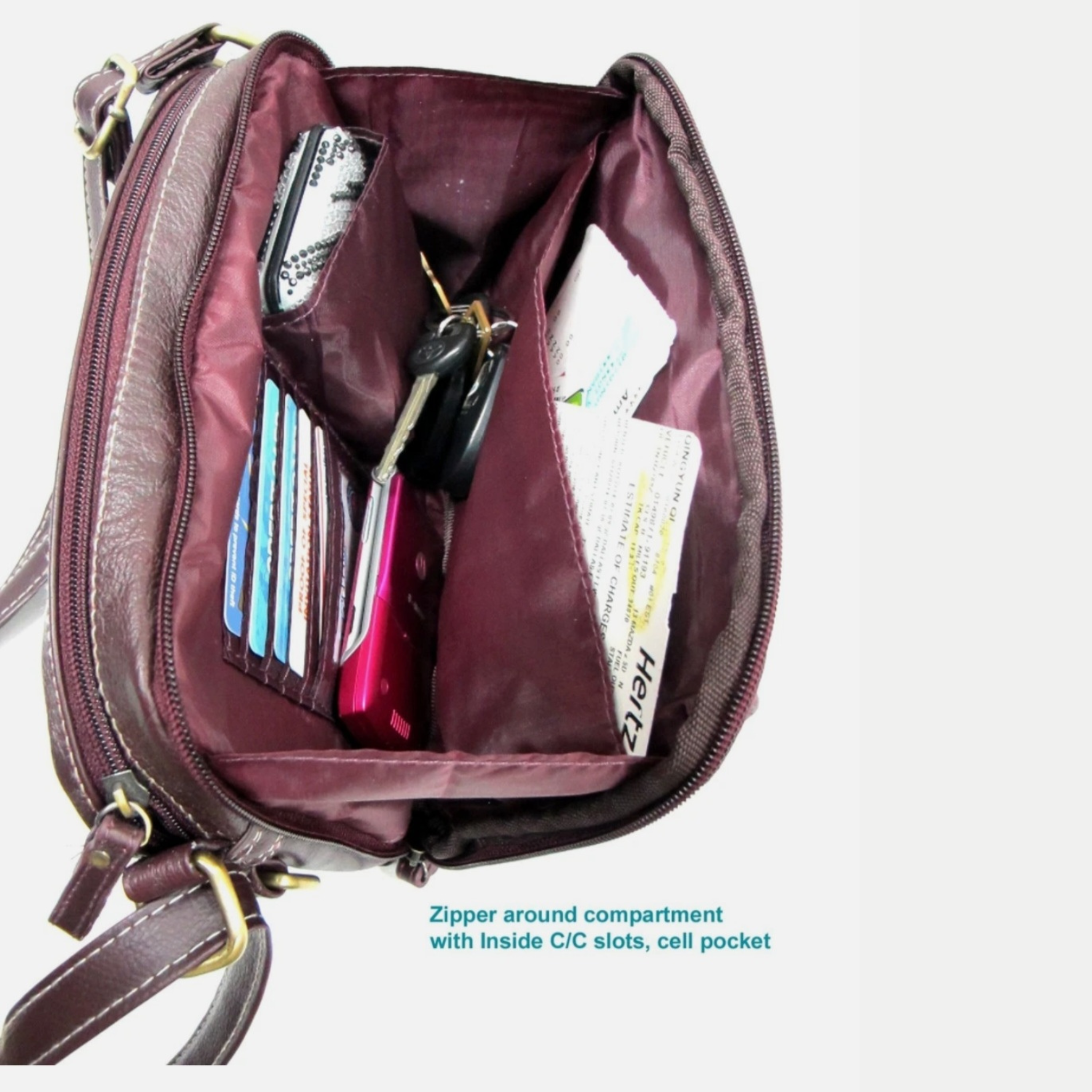 Classic Genuine Leather Cross Body Small Bag with Multi-Pocket Organizer
