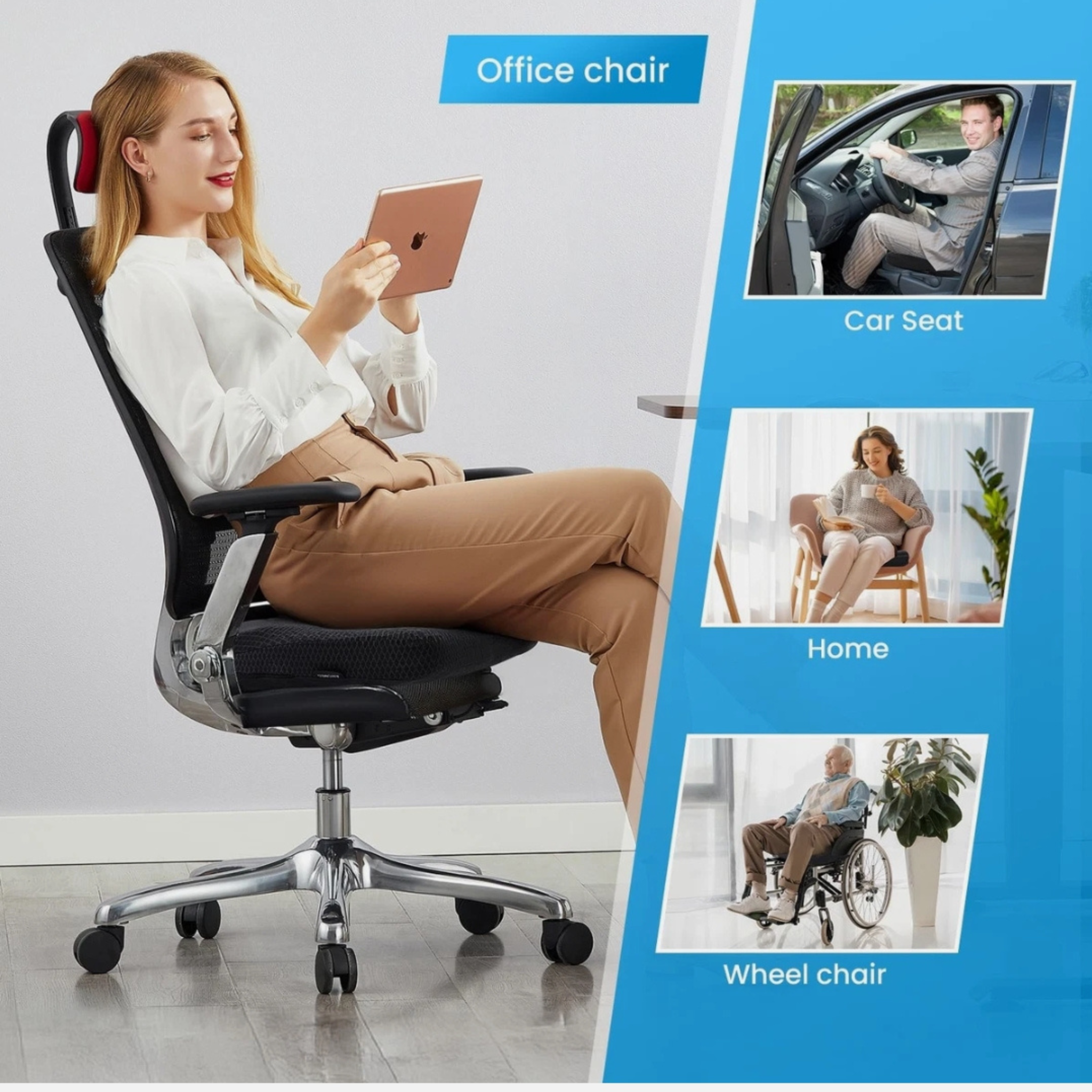 Ergonomic Office Chair Cushion for Pressure Relief & Everyday Comfort