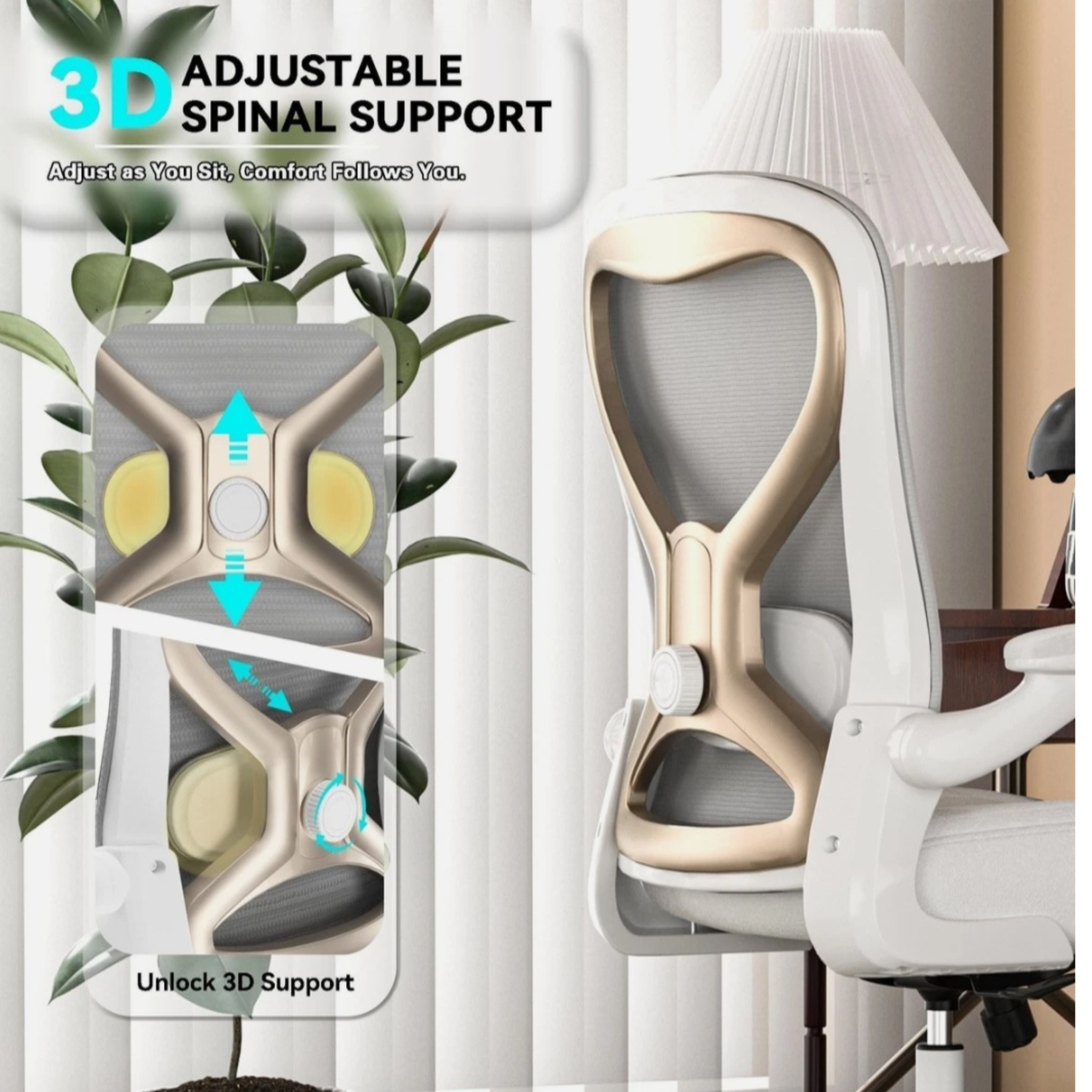 Ergonomic Office Chair with Lumbar Support & Extra-Thick Comfortable Seat