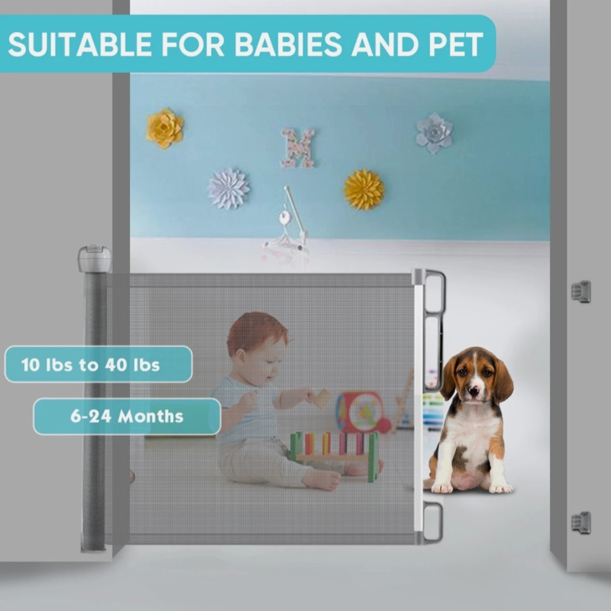 Extra Wide Retractable Baby Gate for Stairs, Doorways & Indoor Safety