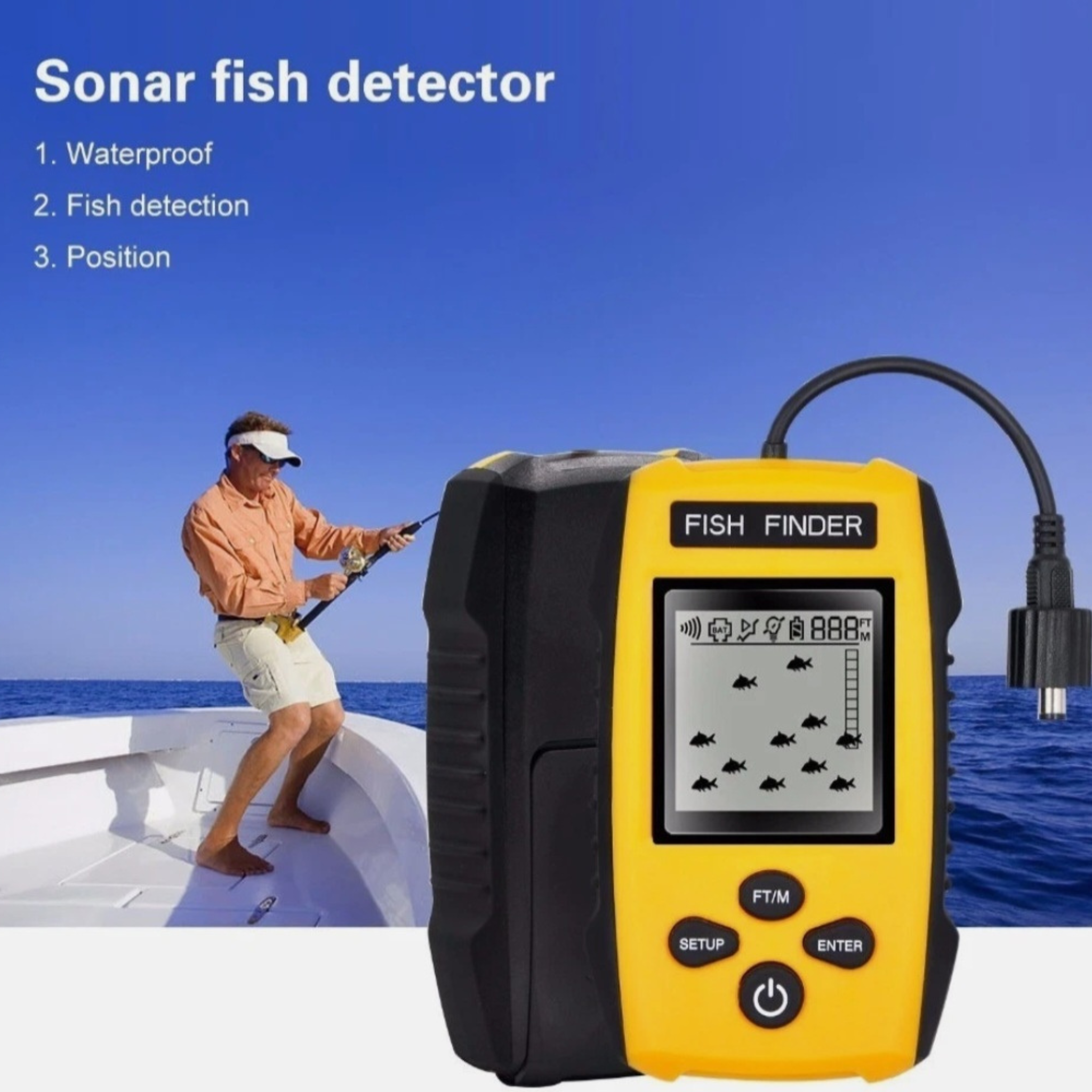 Portable GPS Fish Finder with Fishing Sonar & Depth Detection for Boat Fishing