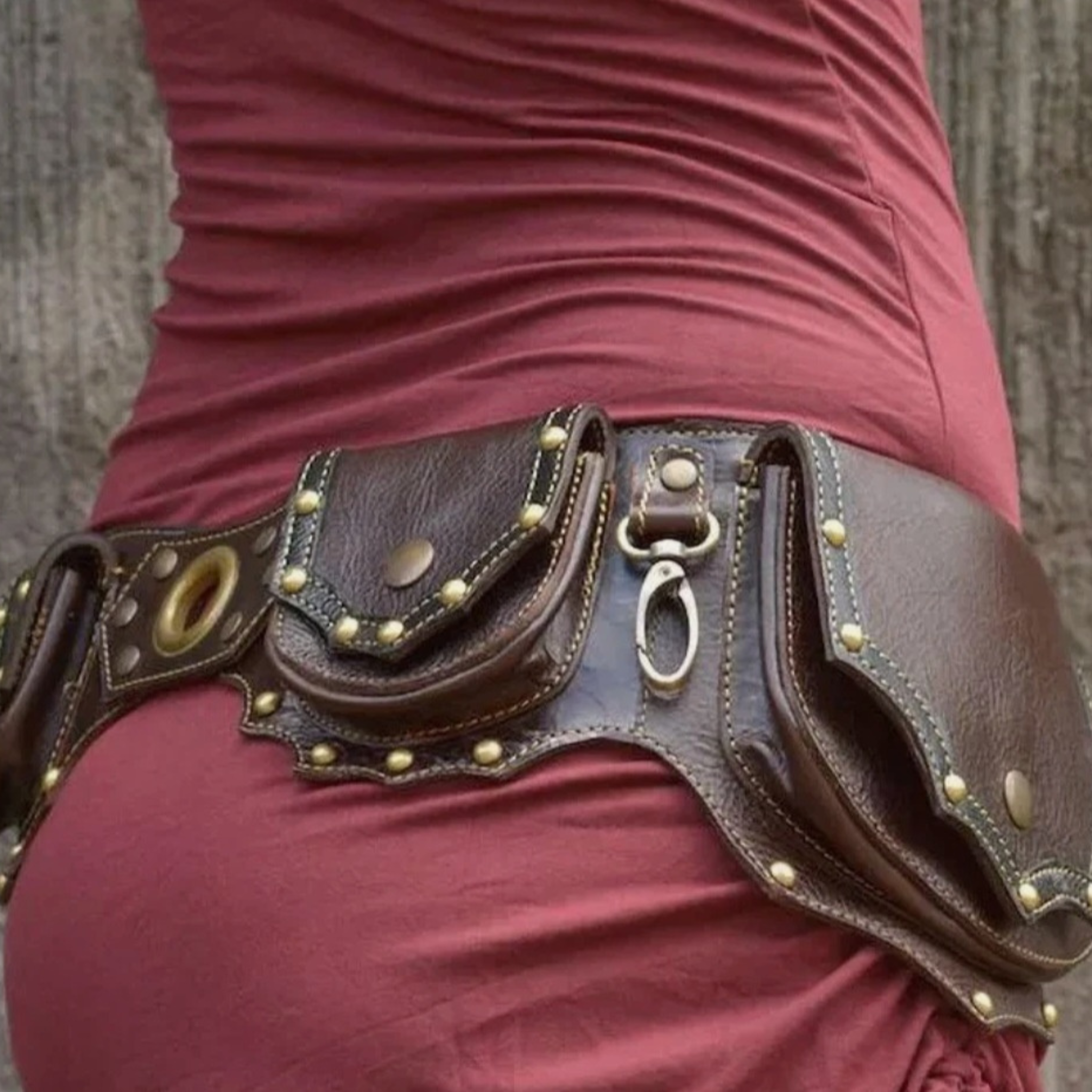 Vintage Leather Crossbody Belt Bag for Women – Adjustable Mini Waist & Hip Pouch