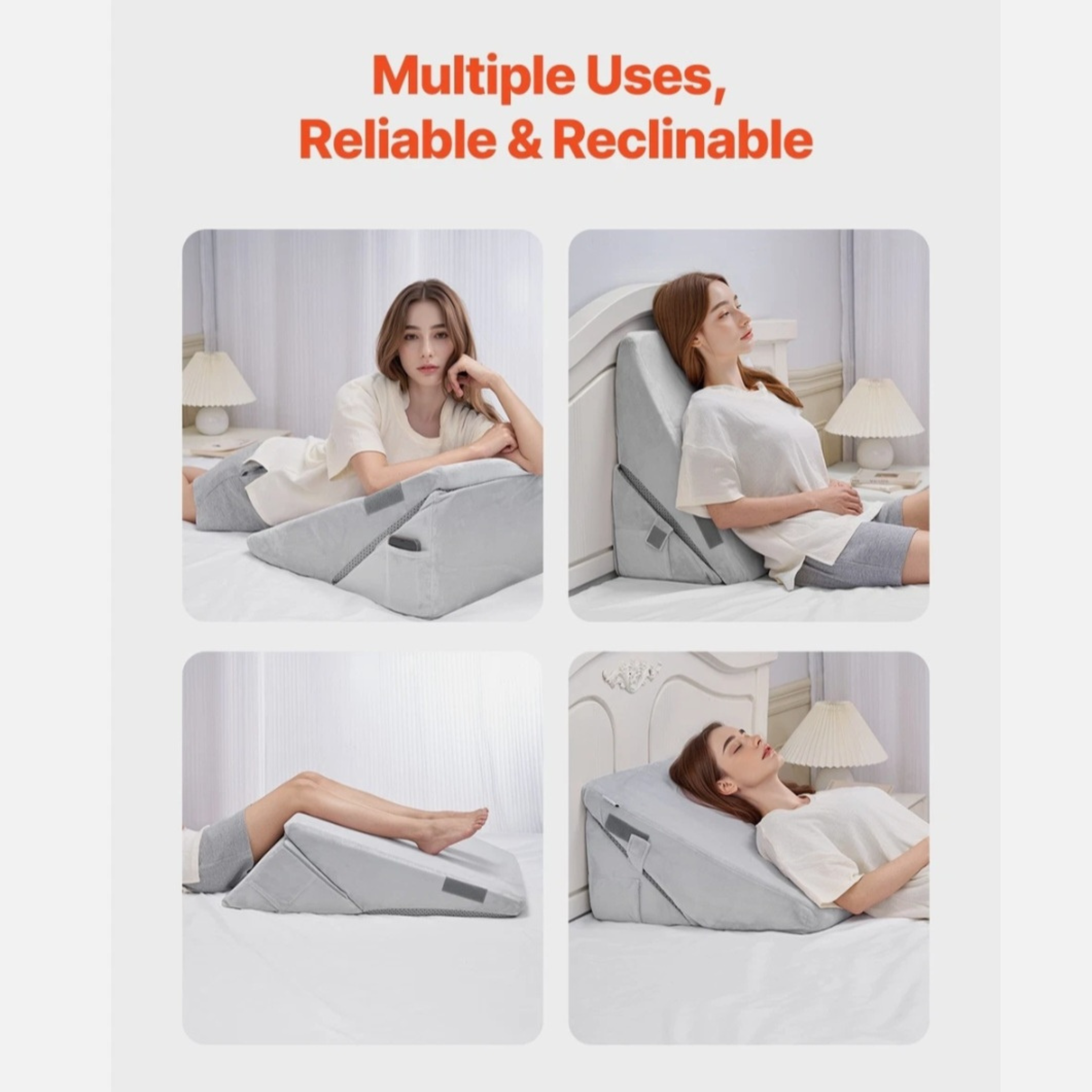 Adjustable Bed Wedge Pillow for Sleeping, Reading & Everyday Comfort
