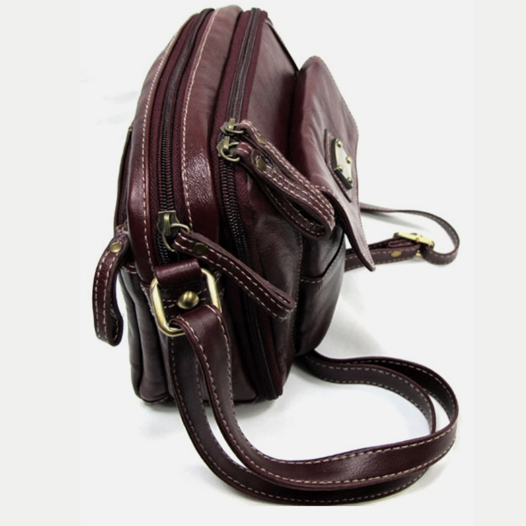 Classic Genuine Leather Cross Body Small Bag with Multi-Pocket Organizer