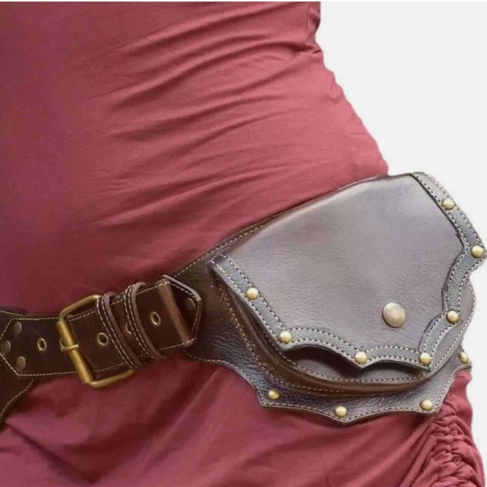 Vintage Leather Crossbody Belt Bag for Women – Adjustable Mini Waist & Hip Pouch