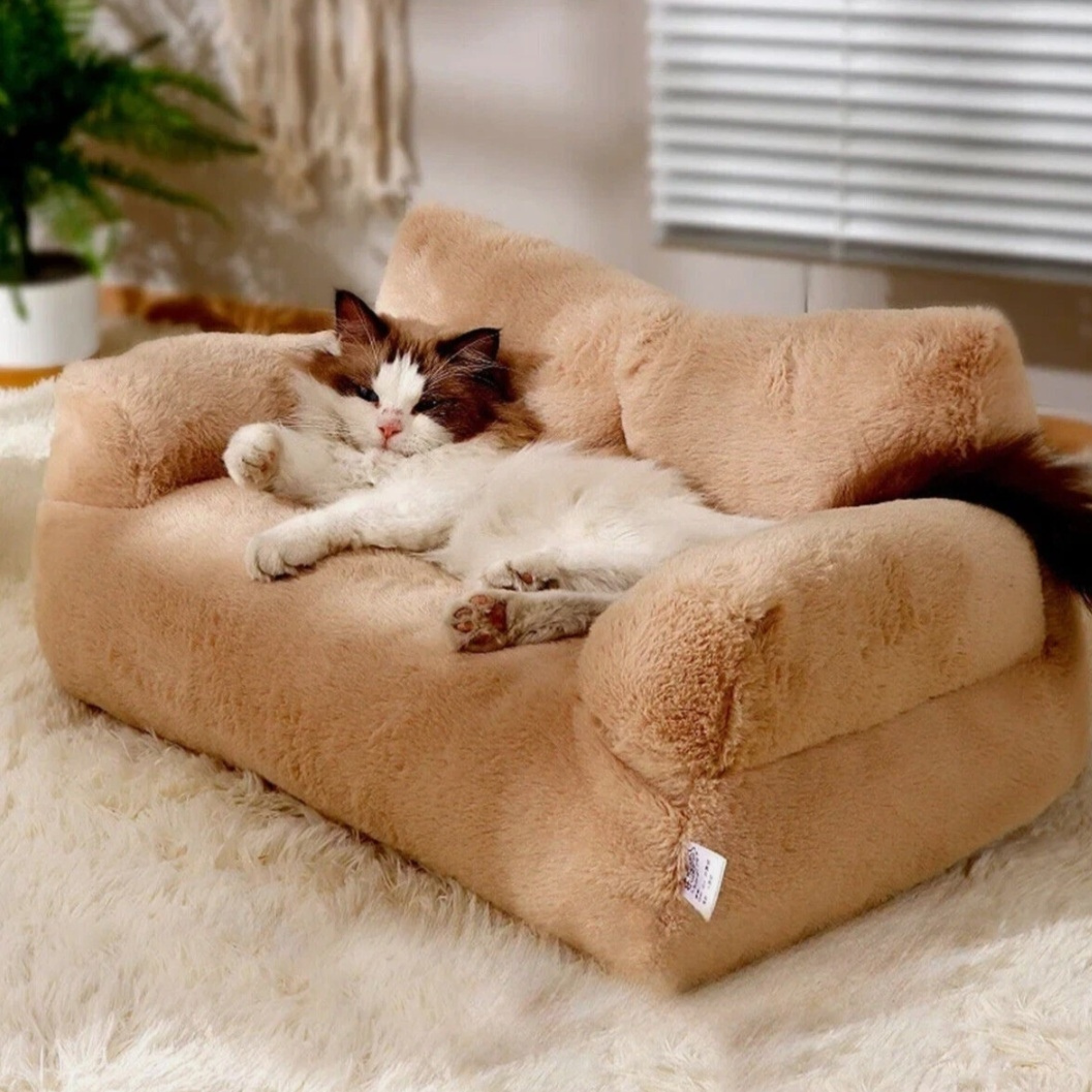 Cozy Plush Pet Sofa Bed for Small & Medium Dogs and Cats – Washable Non-Slip Couch