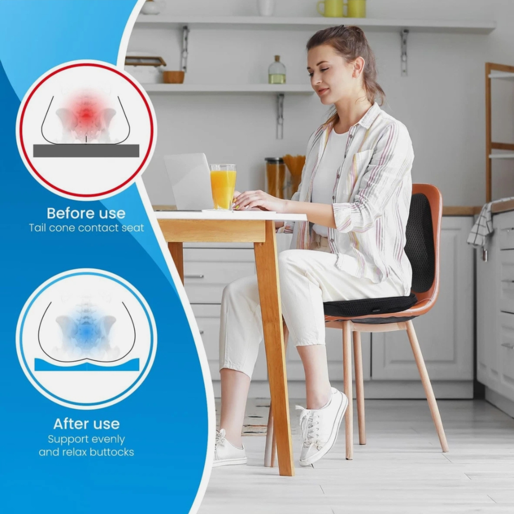 Ergonomic Office Chair Cushion for Pressure Relief & Everyday Comfort
