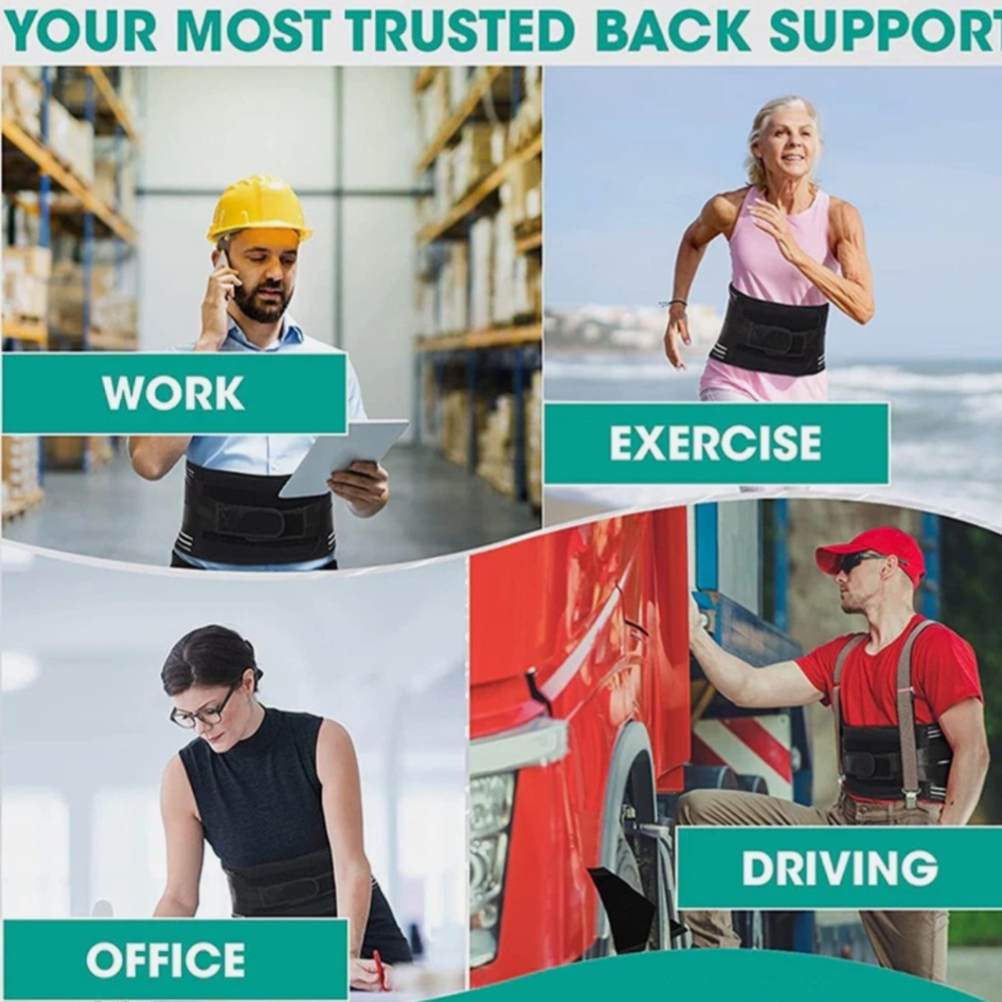 Adjustable Lumbar Back Brace & Lower Back Support Belt for Men and Women