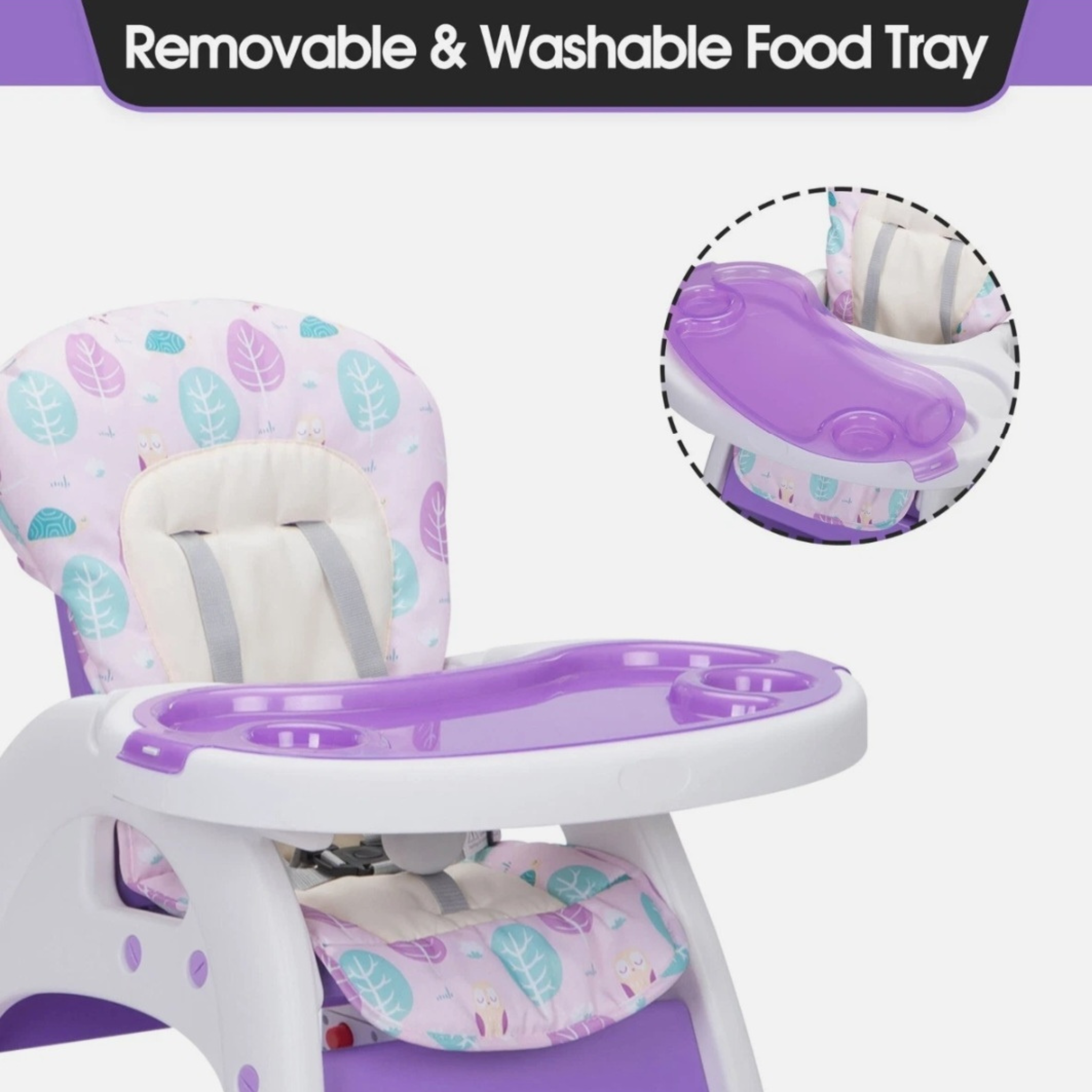 3-in-1 Baby High Chair with Adjustable Tray for Feeding, Play & Toddler Seating