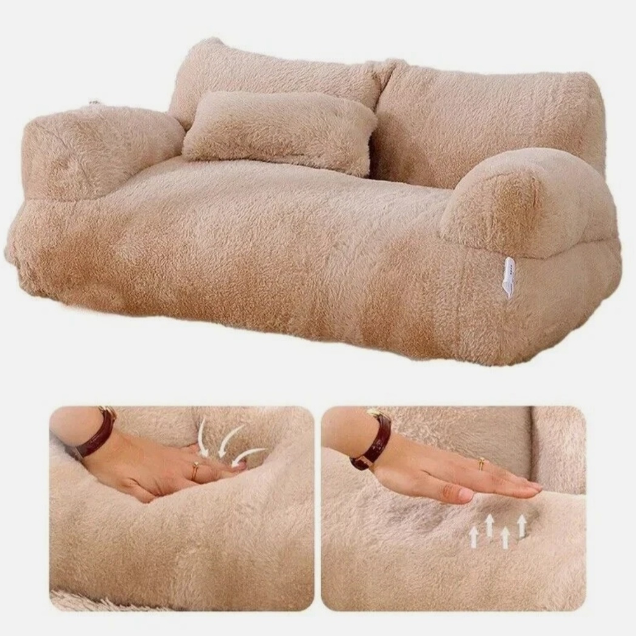 Cozy Plush Pet Sofa Bed for Small & Medium Dogs and Cats – Washable Non-Slip Couch