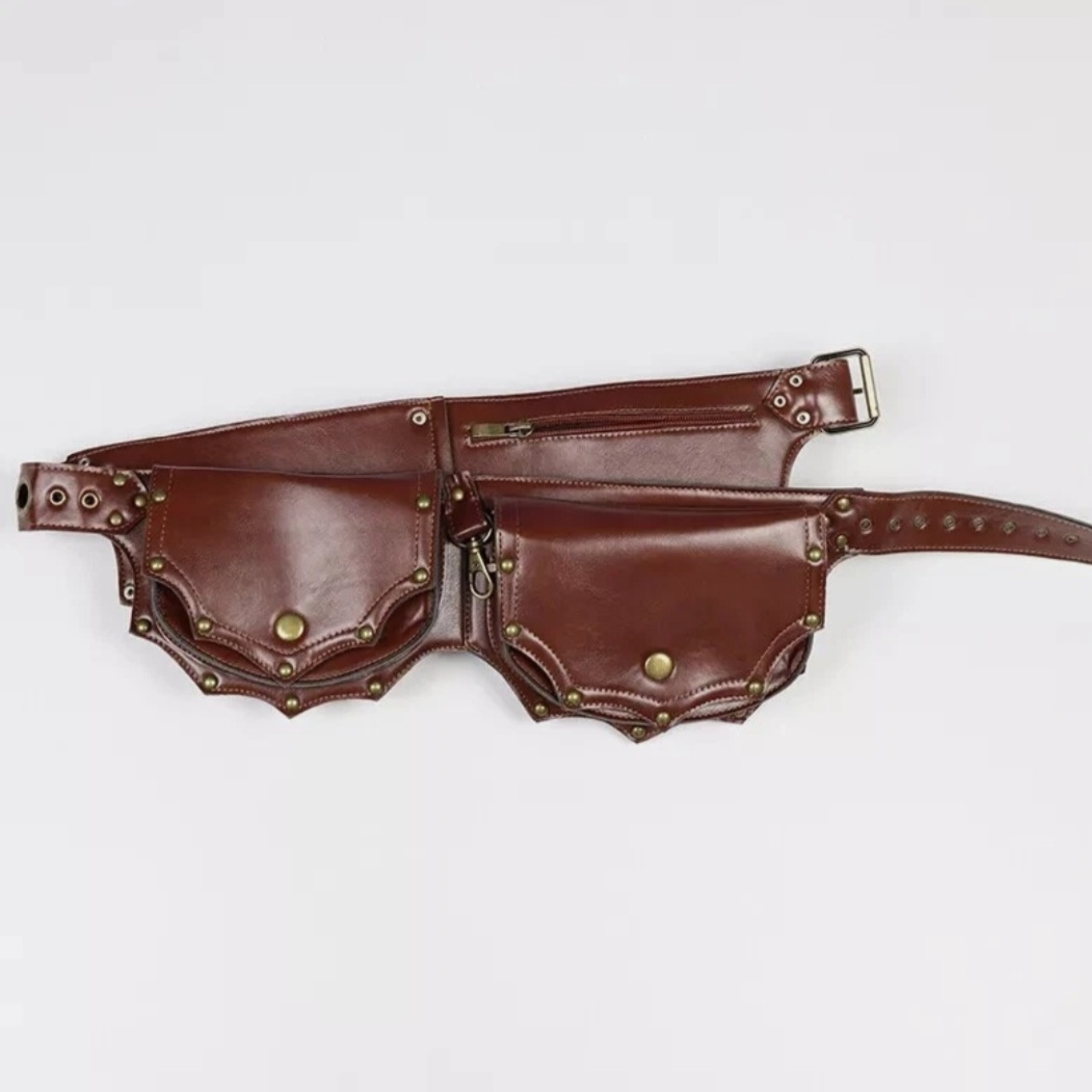 Vintage Leather Crossbody Belt Bag for Women – Adjustable Mini Waist & Hip Pouch