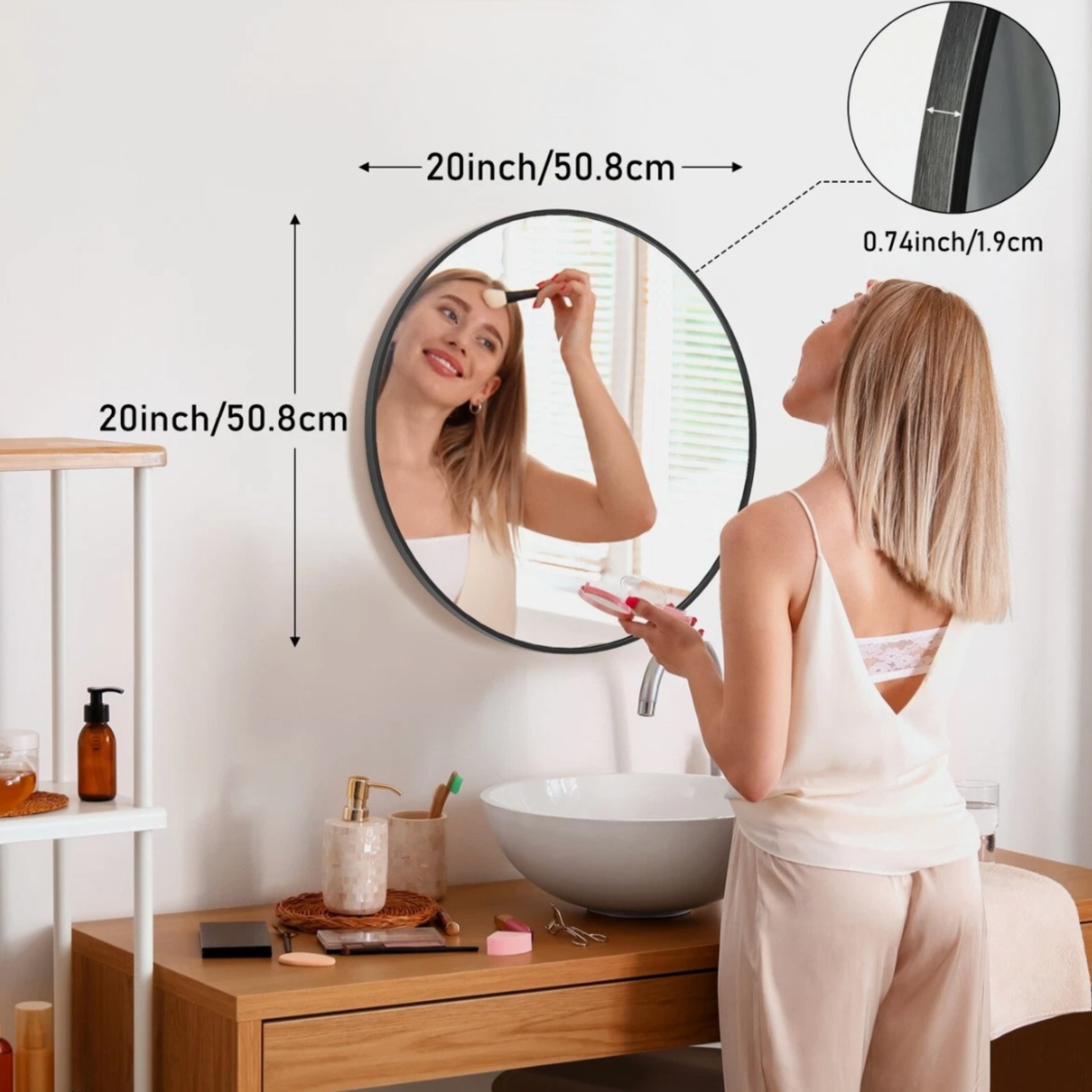 Round Bathroom Vanity Mirror – Modern Black Bathroom Mirror for Stylish Home Spaces