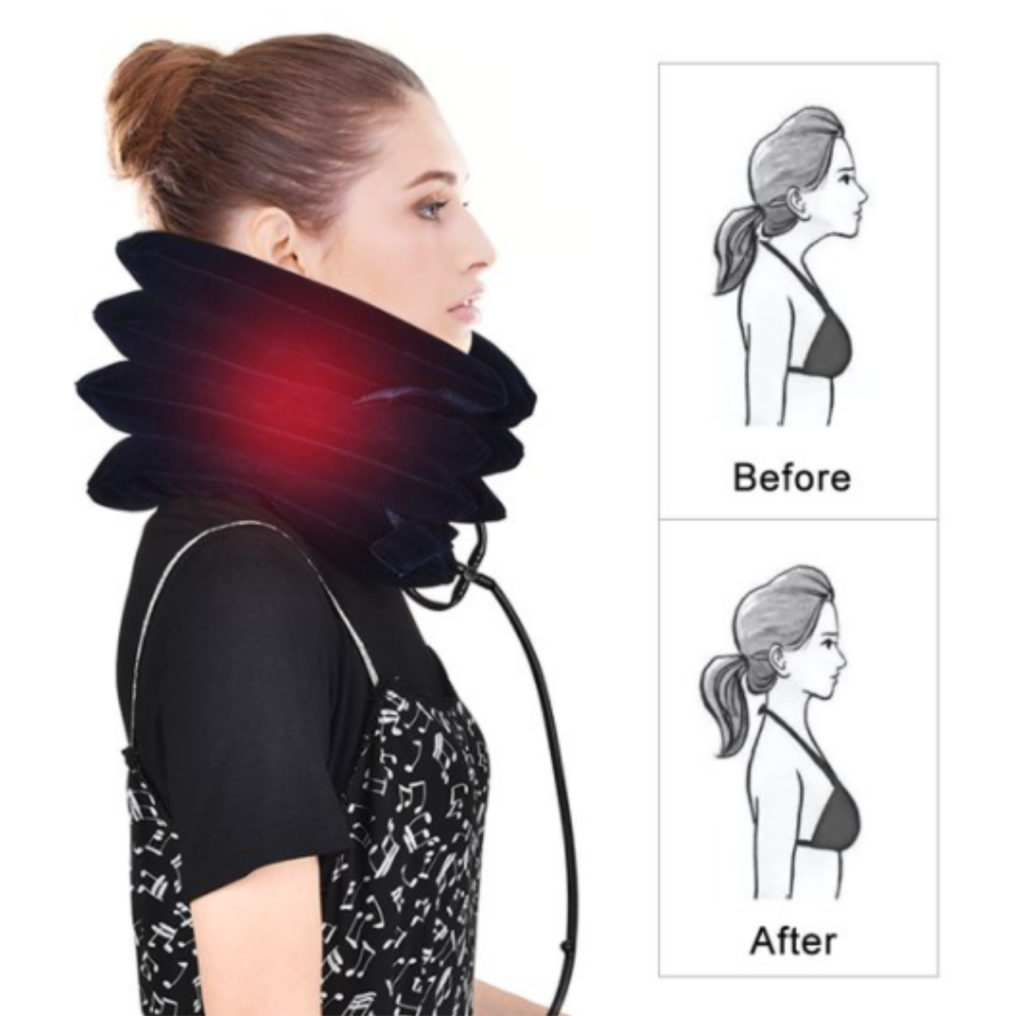 This inflatable neck pillow is perfect for if you have neck pain or your shoulder and neck feel stiff. The travel neck pillow makes you feel comfortable and non-pressurized. This travel pillow is your perfect companion for the office, train/ plane travel, home. This cervical neck traction device is easy to inflate with the hand pump. Although neck pillow for traveling purposes, yet it can be used at home also.